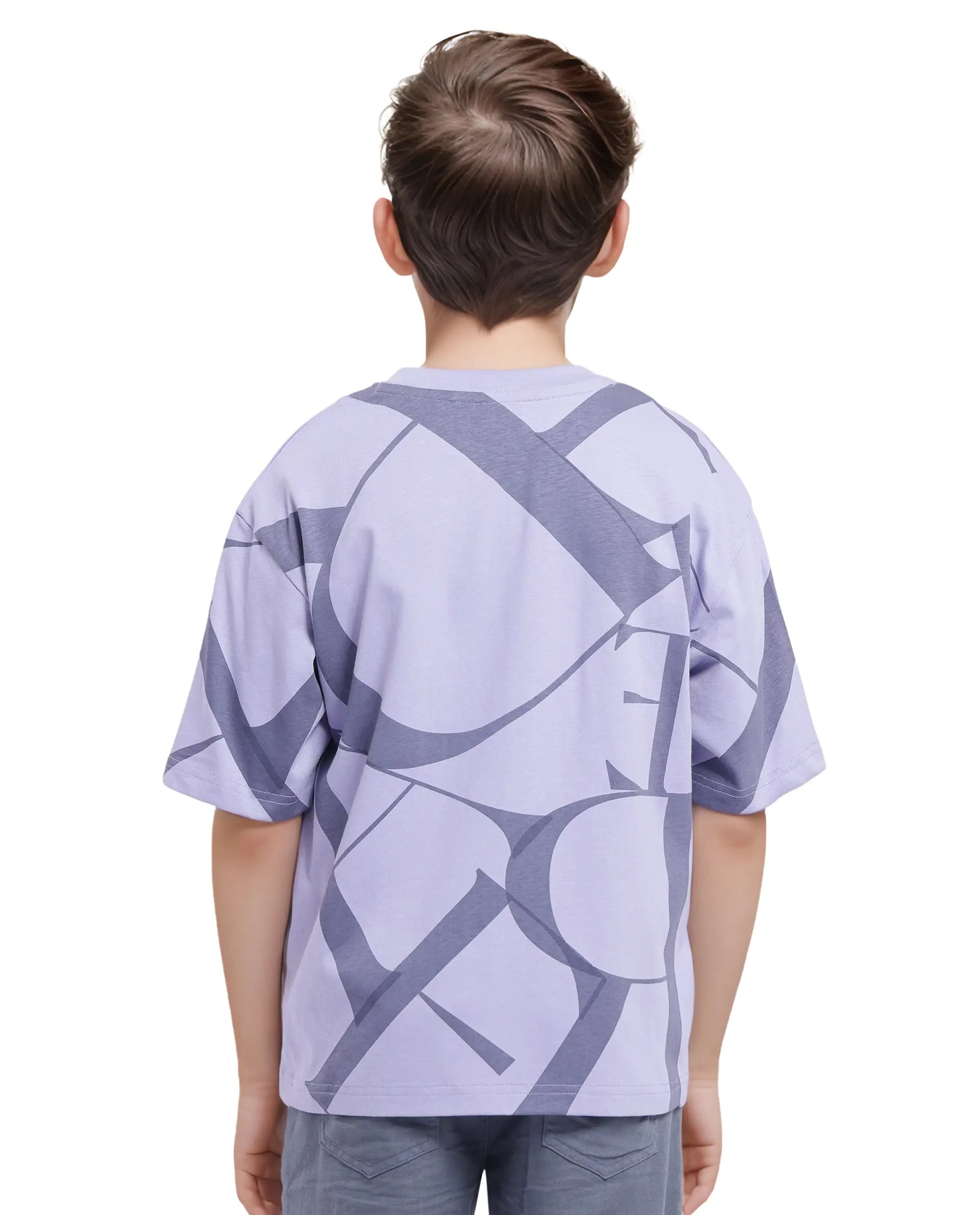 Rare Ones Kids Kyle Pastel Purple Cotton Half Sleeves Crew Neck Graphic Print T-Shirt