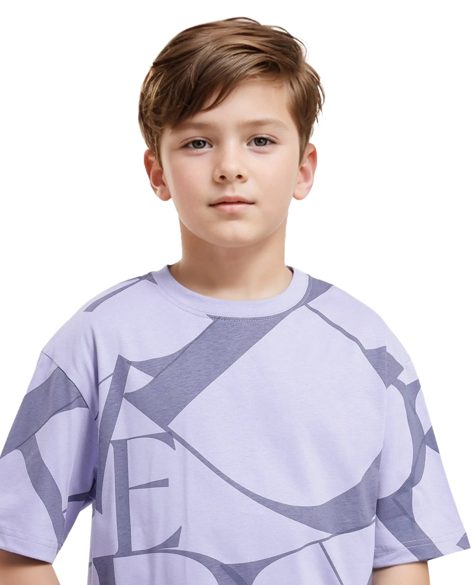 Rare Ones Kids Kyle Pastel Purple Cotton Half Sleeves Crew Neck Graphic Print T-Shirt