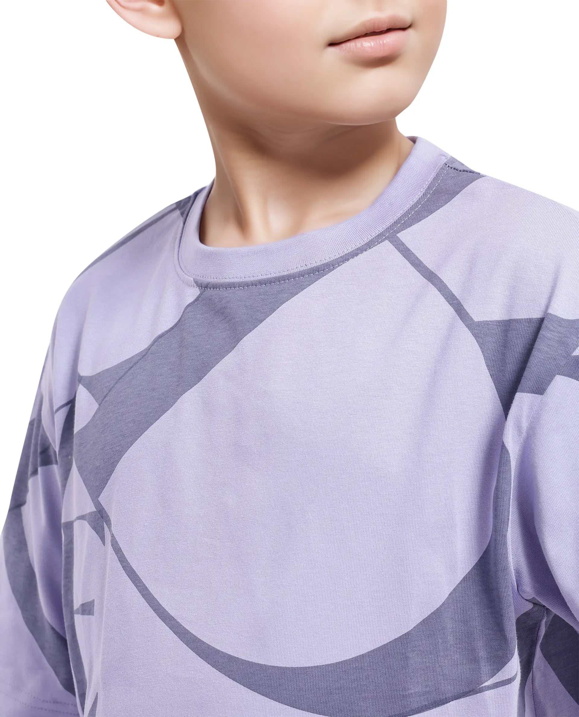 Rare Ones Kids Kyle Pastel Purple Cotton Half Sleeves Crew Neck Graphic Print T-Shirt