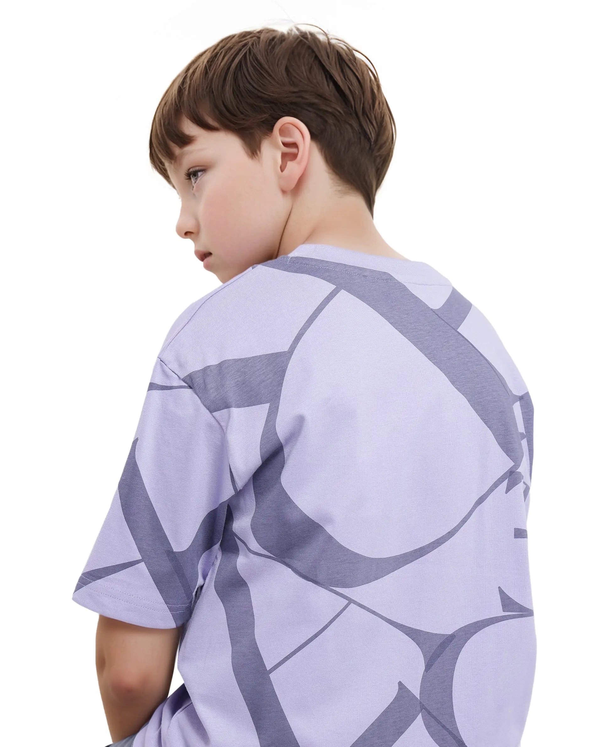 Rare Ones Kids Kyle Pastel Purple Cotton Half Sleeves Crew Neck Graphic Print T-Shirt