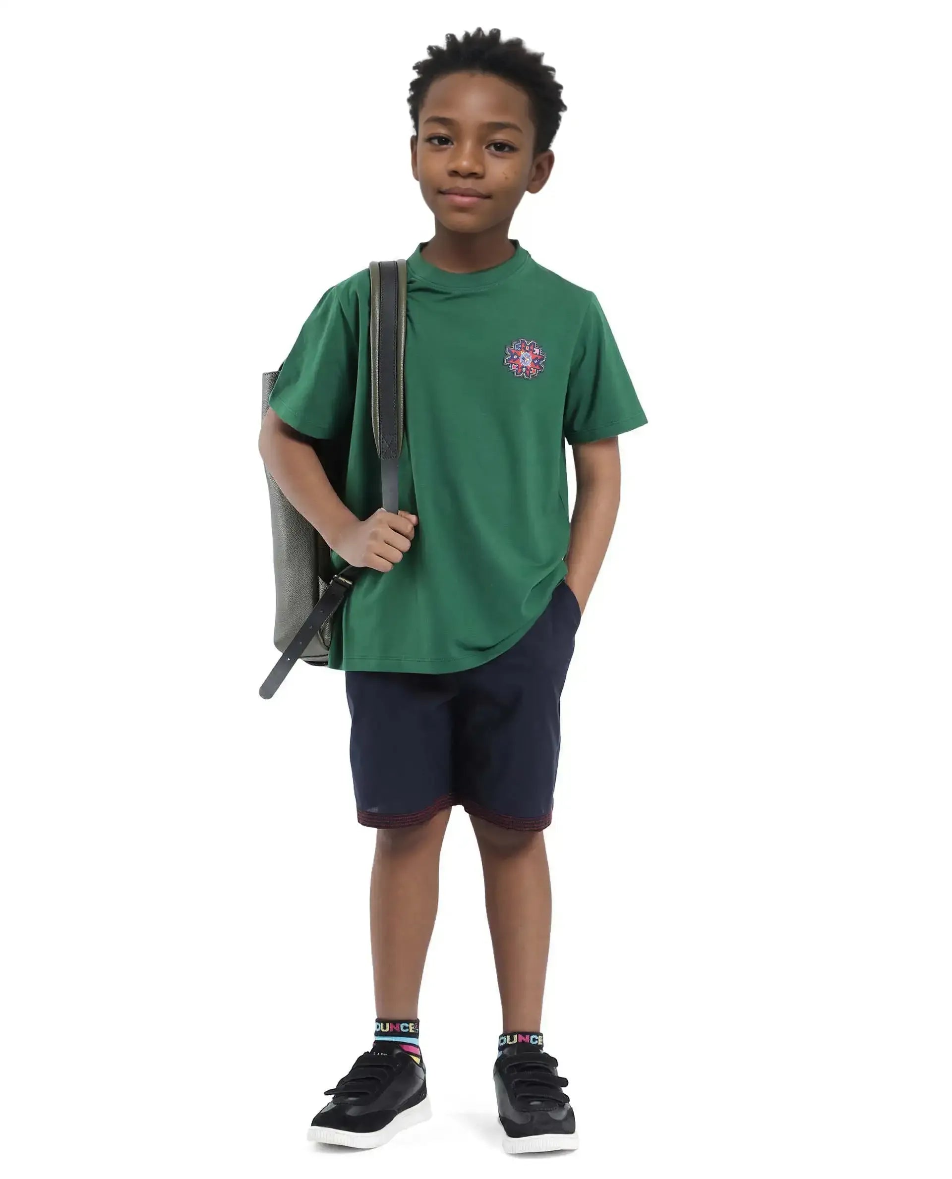 Rare Ones Kids Kyte-B Navy Cotton Button And Zip Closure Solid Regular Fit Shorts