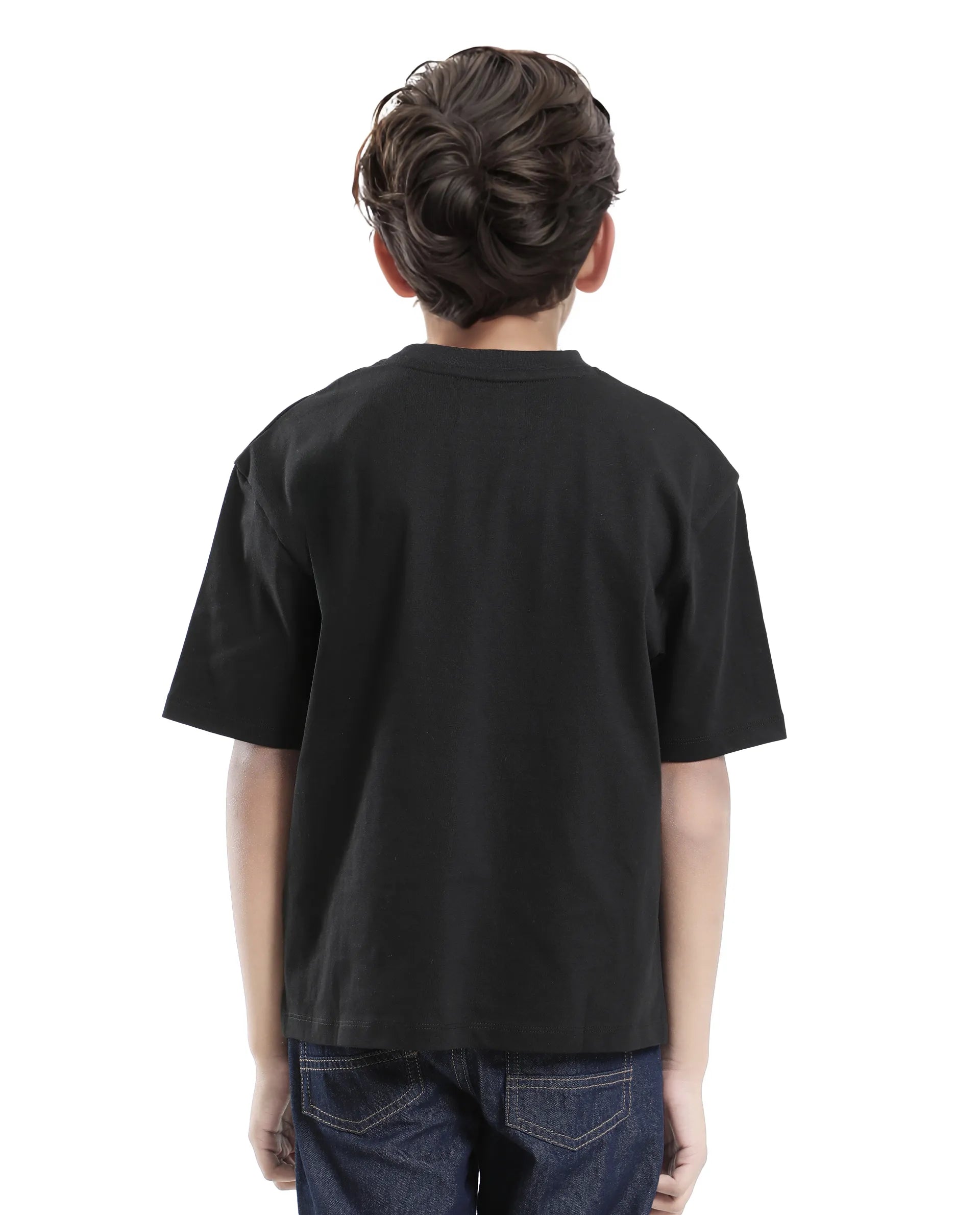 Rare Ones Kids Labez-T Black Cotton Solid Slip-On Oversized Fit T-Shirt