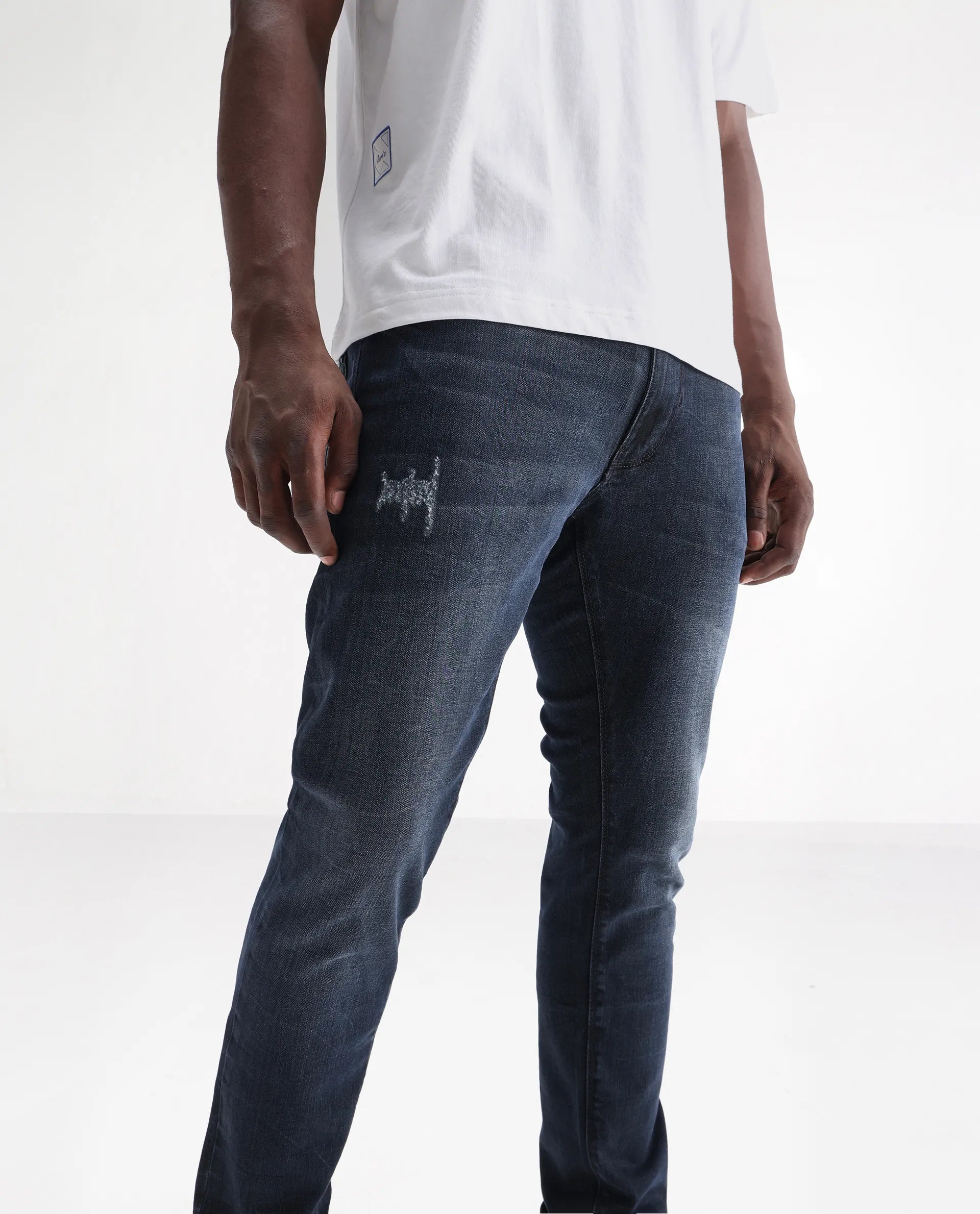 Rare Rabbit Men's Laiden Dusky Green Cotton Plain Hawk Slim Fit Jeans