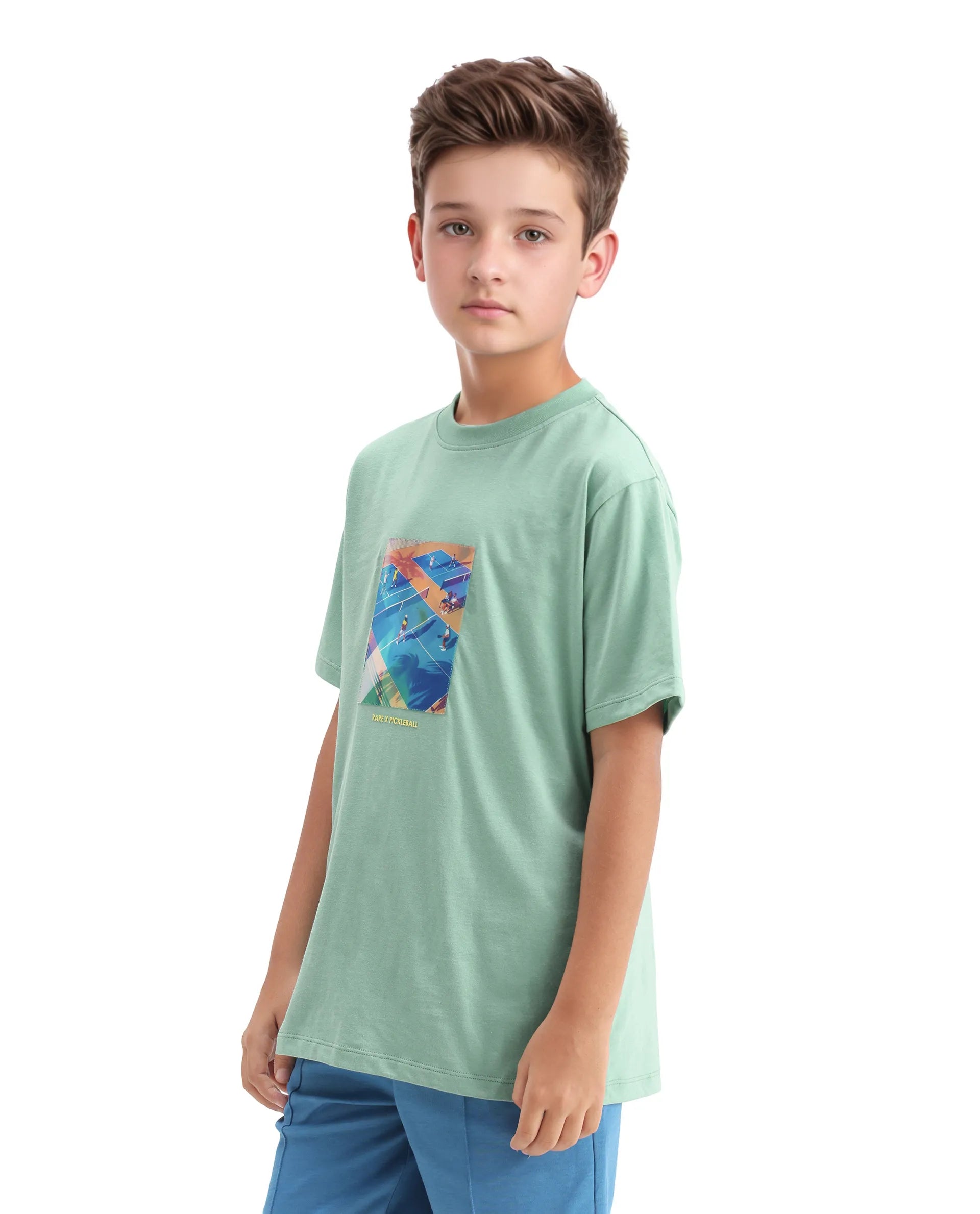 Rare Ones Kids Laker Light Turq Cotton Lenticular Sticker Regular Fit T-Shirt