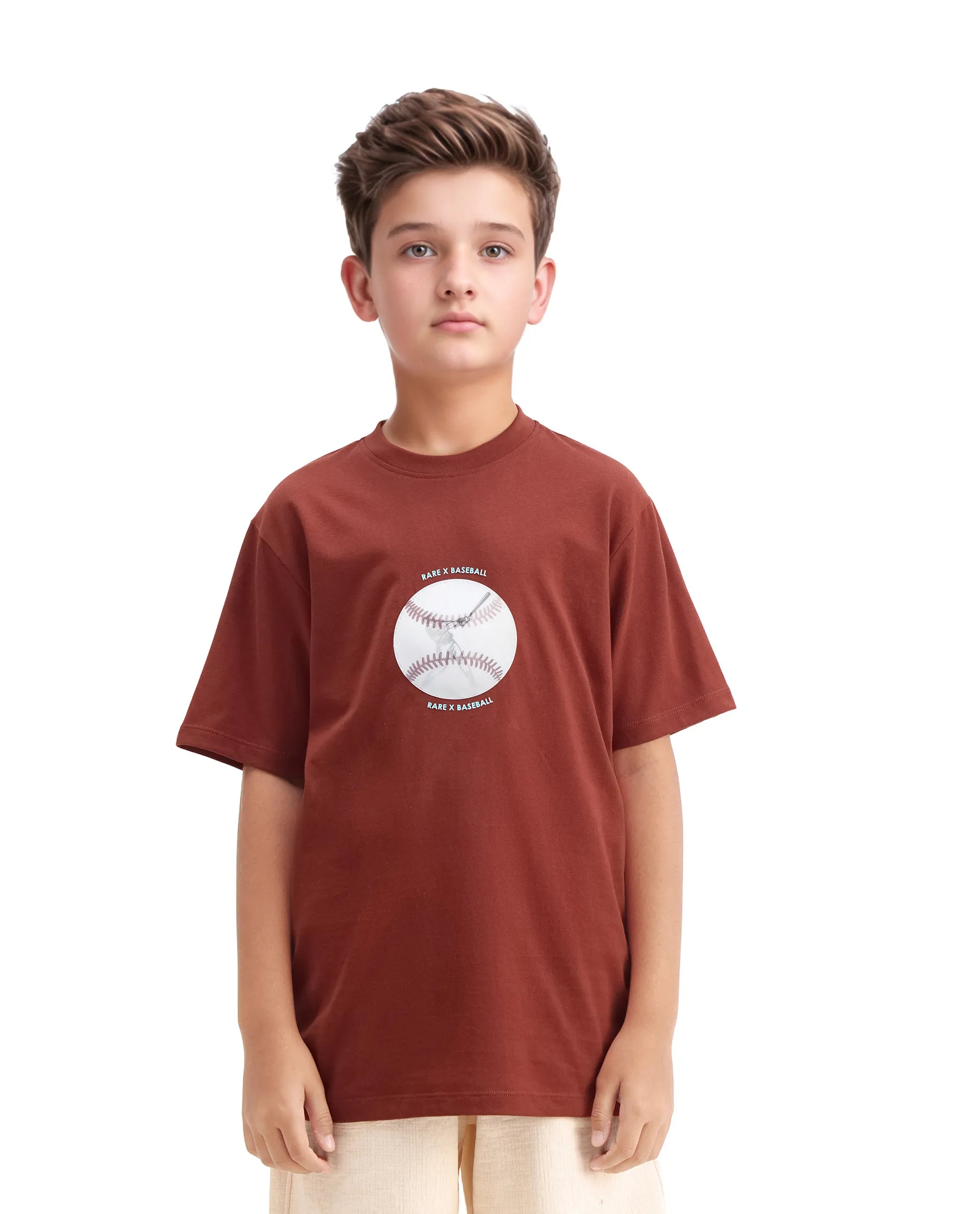 Rare Ones Kids Laker Rust Cotton Lenticular Sticker Regular Fit T-Shirt