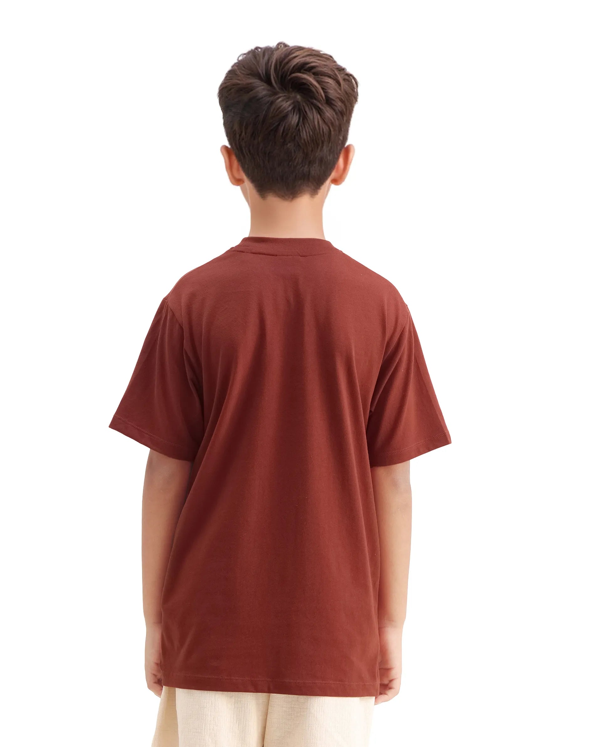 Rare Ones Kids Laker Rust Cotton Lenticular Sticker Regular Fit T-Shirt