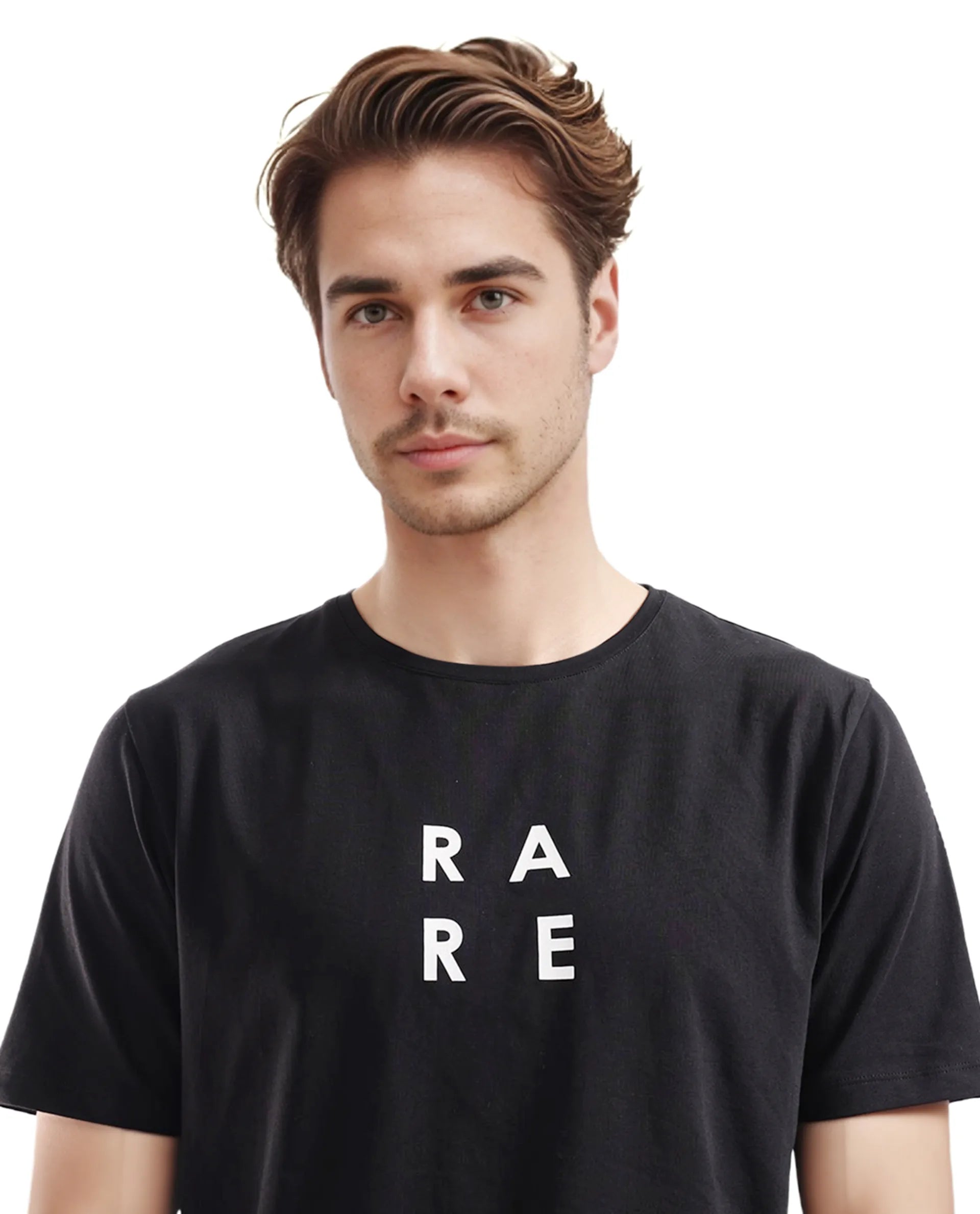 Rare Rabbit Men's Lalyy Black Cotton Blend Fabric Short Sleeve Crew Neck T-Shirt