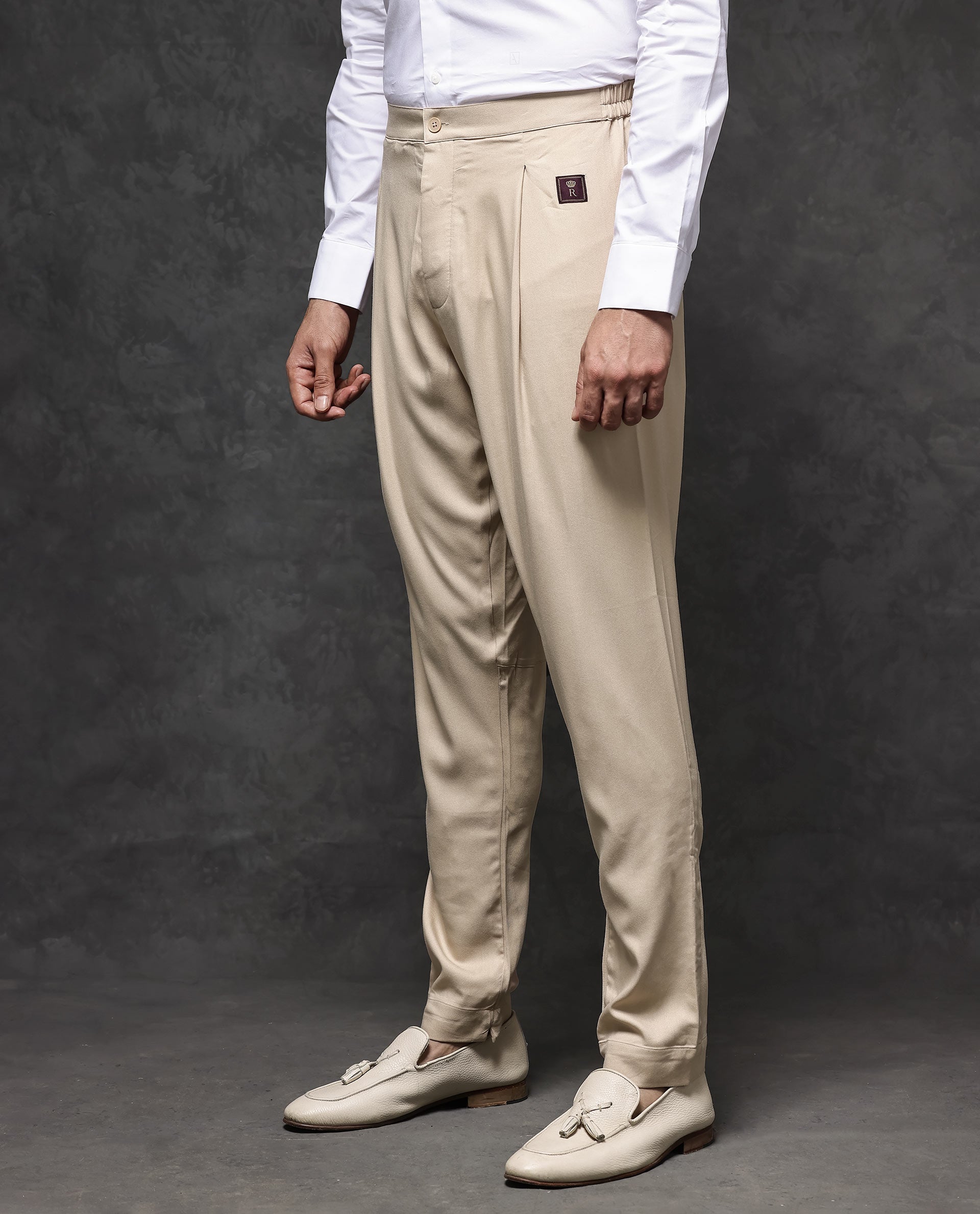 Rare Rabbit Mens Lasmos-P Beige Mid-Rise Slim Fit Solid Pajama
