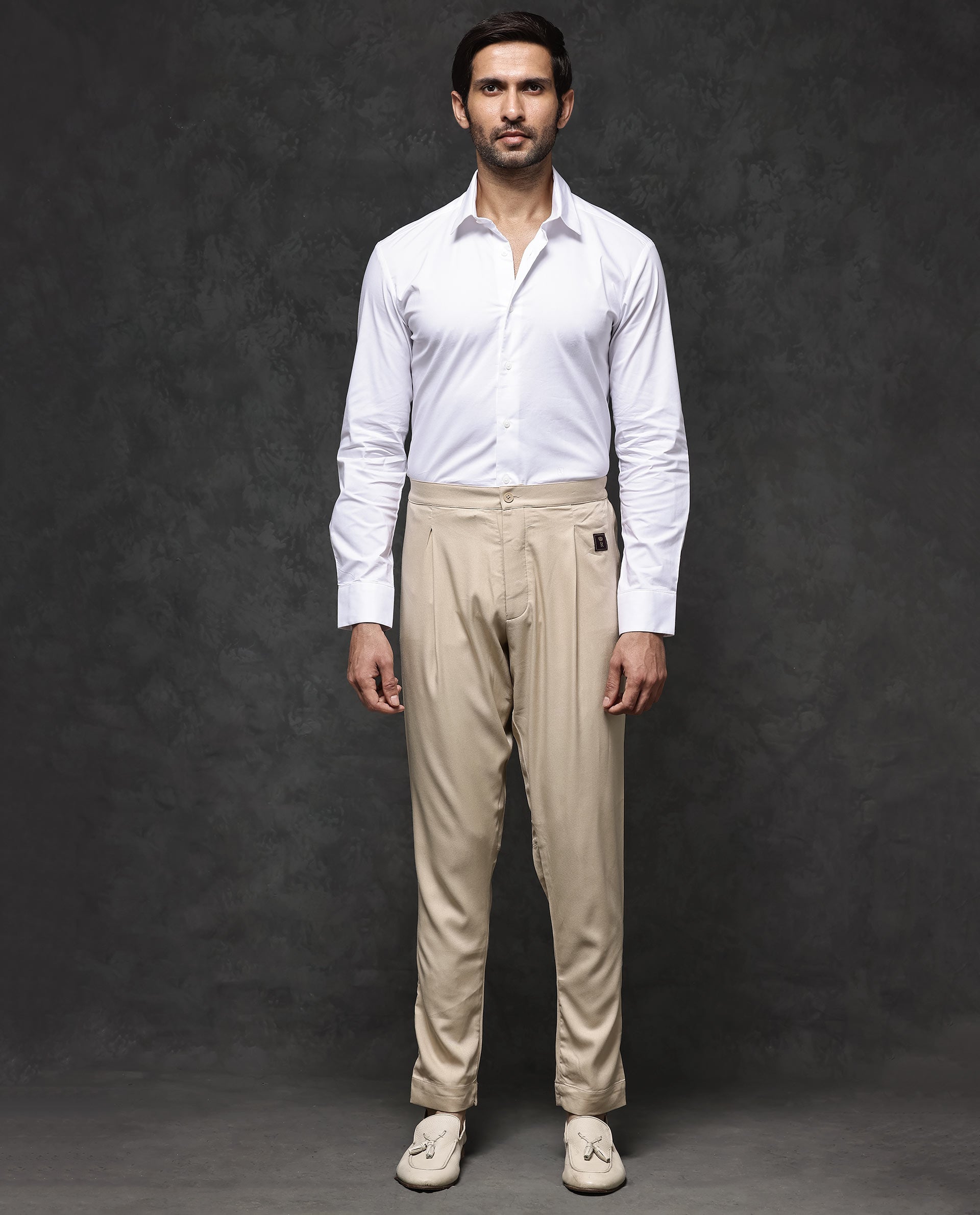 Rare Rabbit Mens Lasmos-P Beige Mid-Rise Slim Fit Solid Pajama