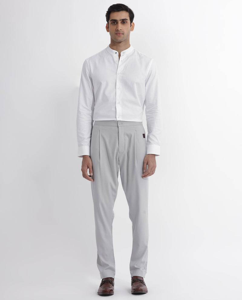 Rare Rabbit Mens Lasmos-P Light Grey Mid-Rise Slim Fit Solid Pajama