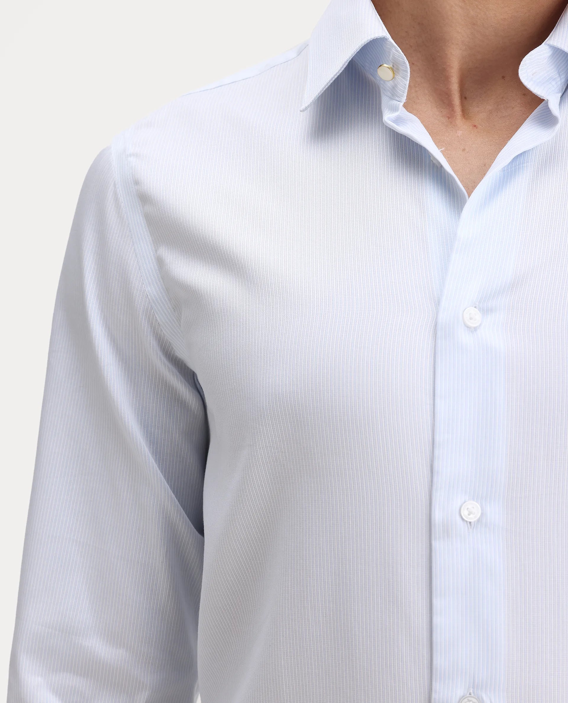 Rare Rabbit Men's Latter Light Blue Cotton Plain Regular Fit Full Sleeve Collared Shirt