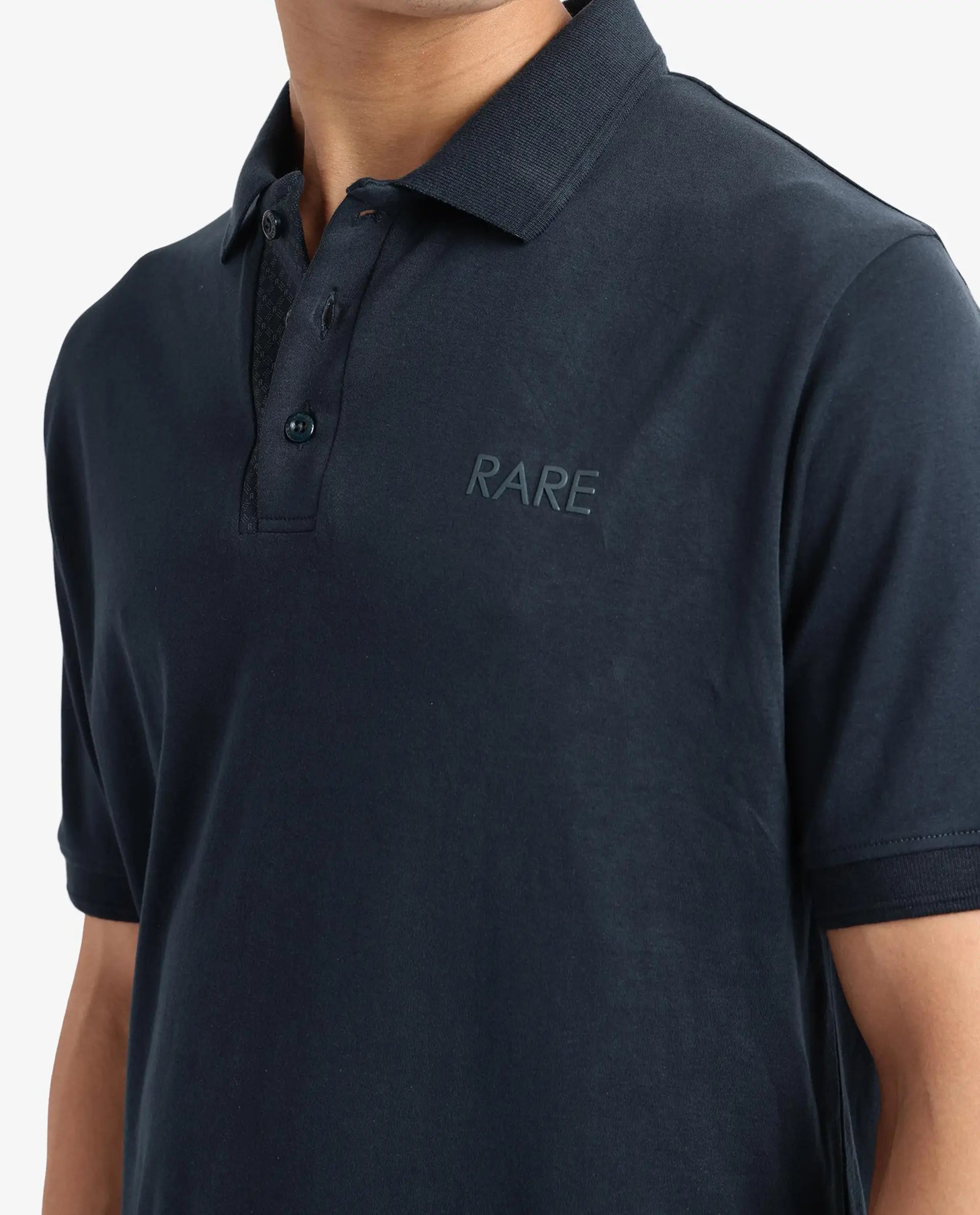 Rare Rabbit Men Laur Dark Green Cotton Fabric Short Sleeve Printed Collar HD Print Branded Plain Polo