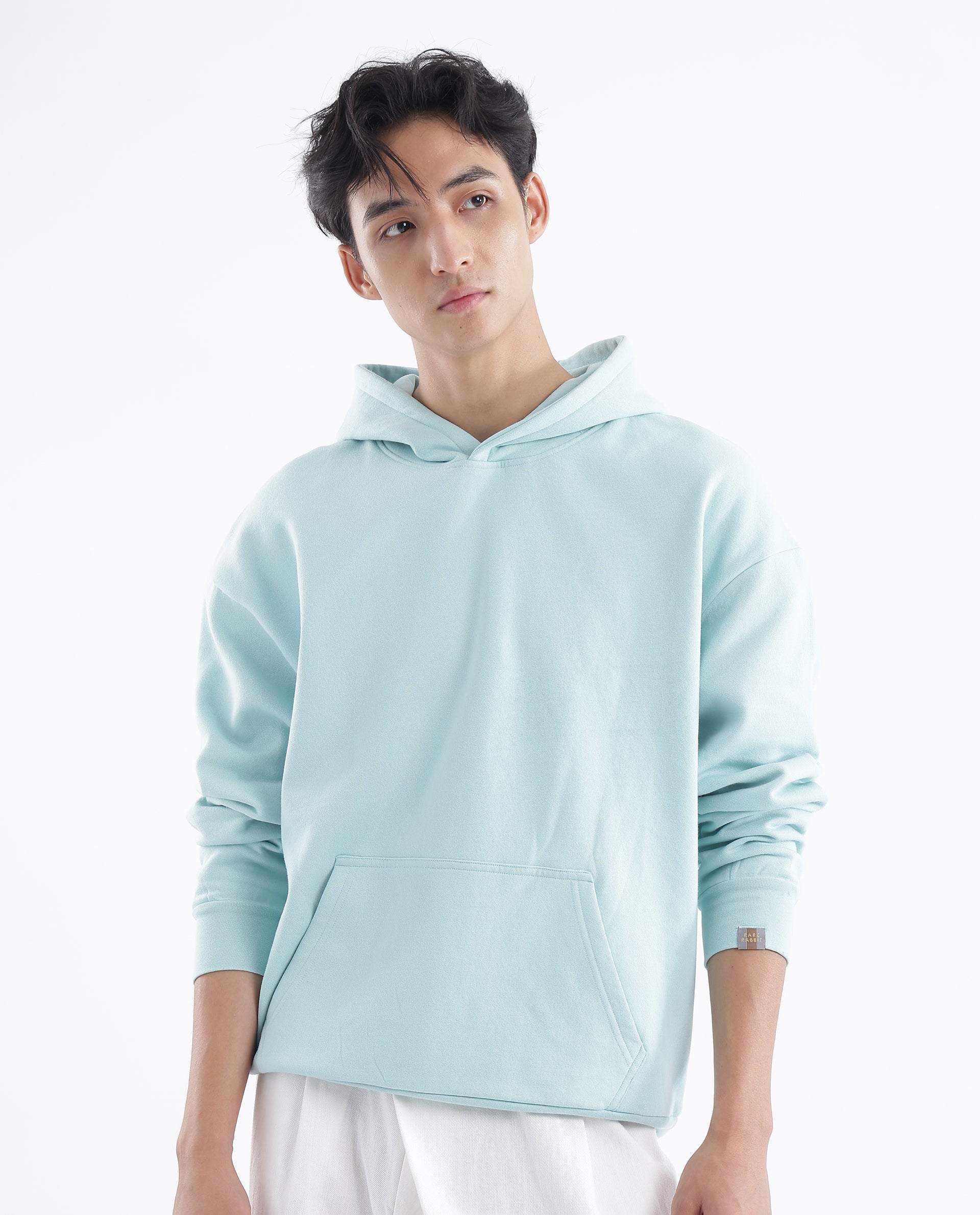 Rare Rabbit Men Laurl Light Turq Cotton Polyester Fabric Full Sleeve H