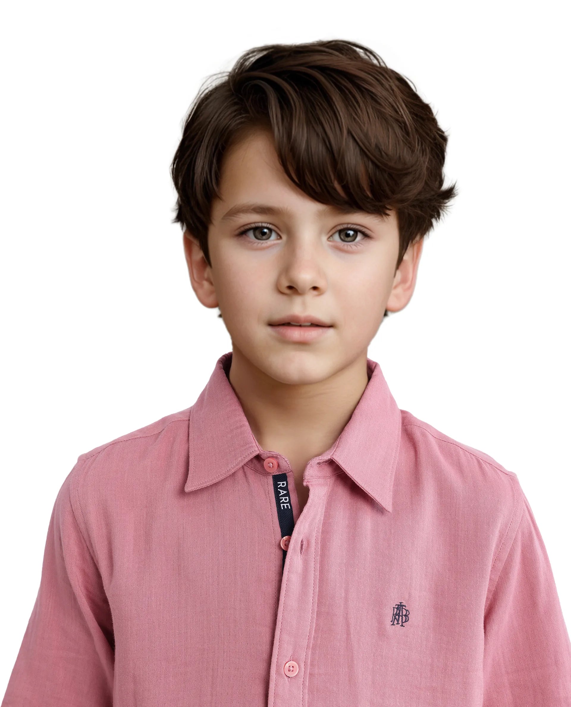 Rare Ones Kids Layerr Hs-K Dusky Pink Cotton Half Sleeve Spread Collar Solid Shirt