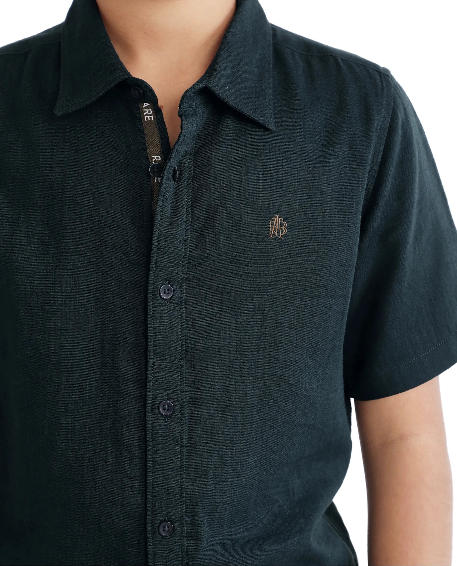 Rare Ones Kids Layerr Hs-K Teal Cotton Short Sleeve Spread Collar Solid Shirt