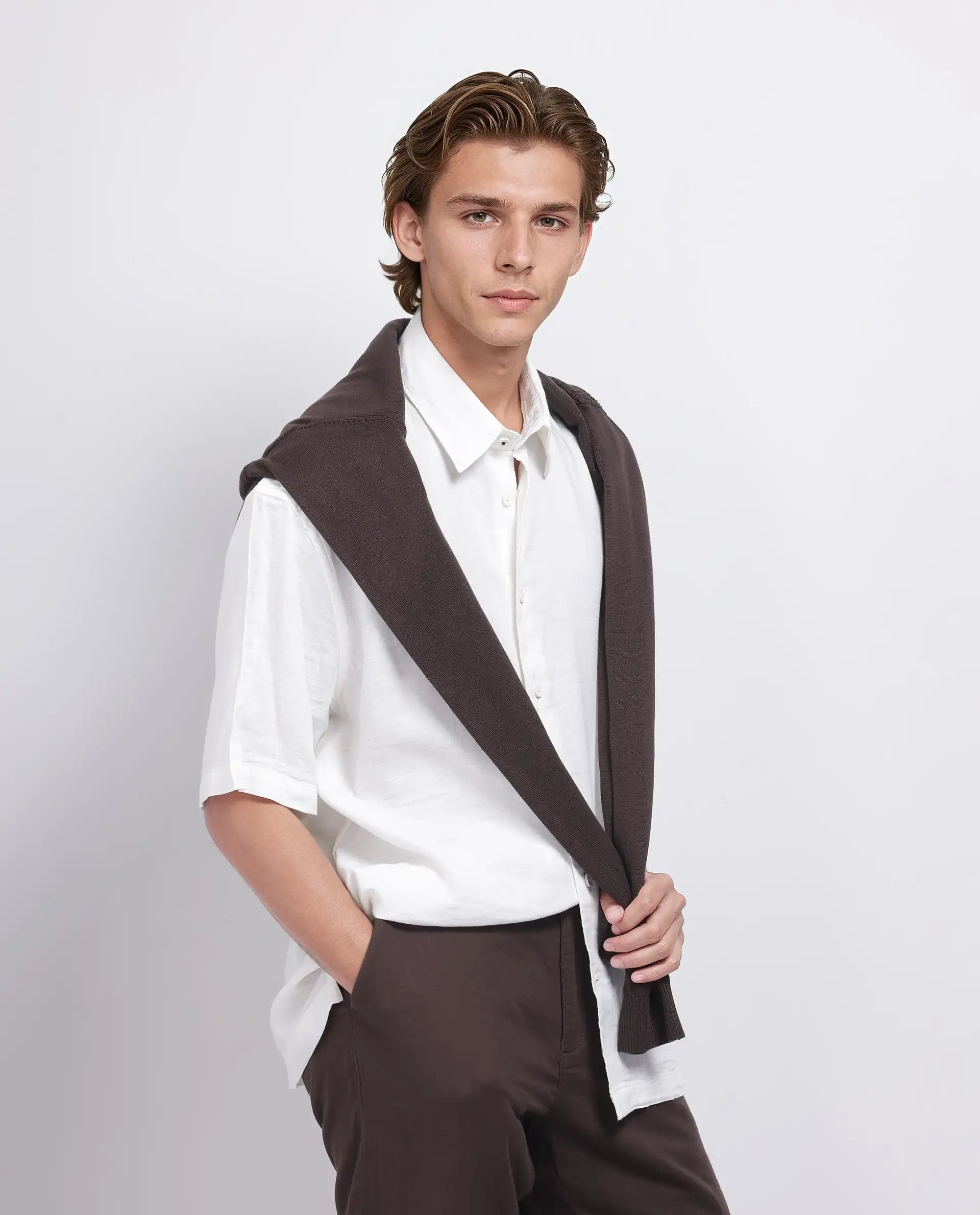 Rare Rabbit Men's Layerr Ss-25 White Cotton Viscose Fabric Short Sleeves Spread Collar Boxy Fit Plain Shirt