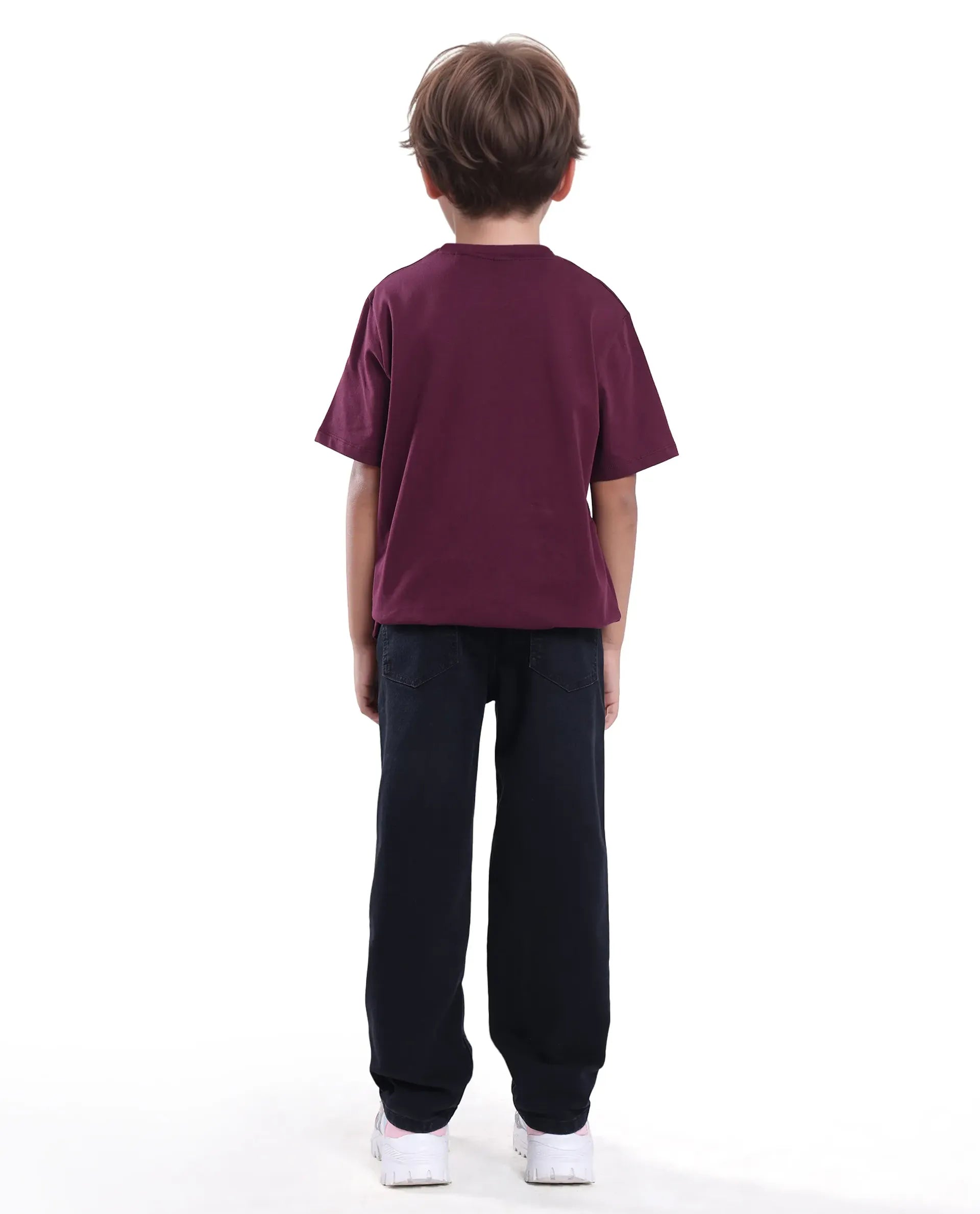 Rare Ones Kids Lea Black Cotton Solid Button And Zip Closure Wide Leg Fit Jeans