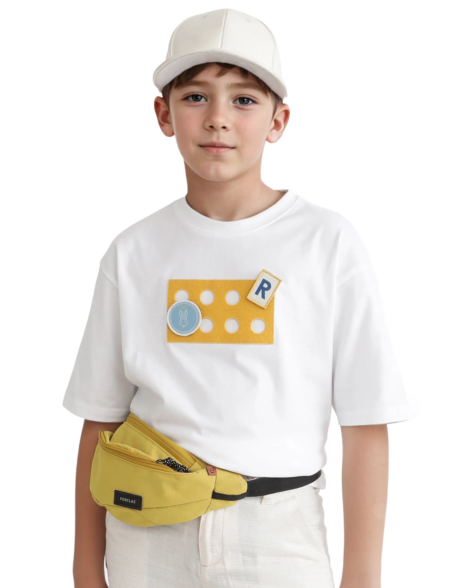 Rare Ones Kids Legun White Cotton Short Sleeve Crew Neck Boxy Solid T-Shirt