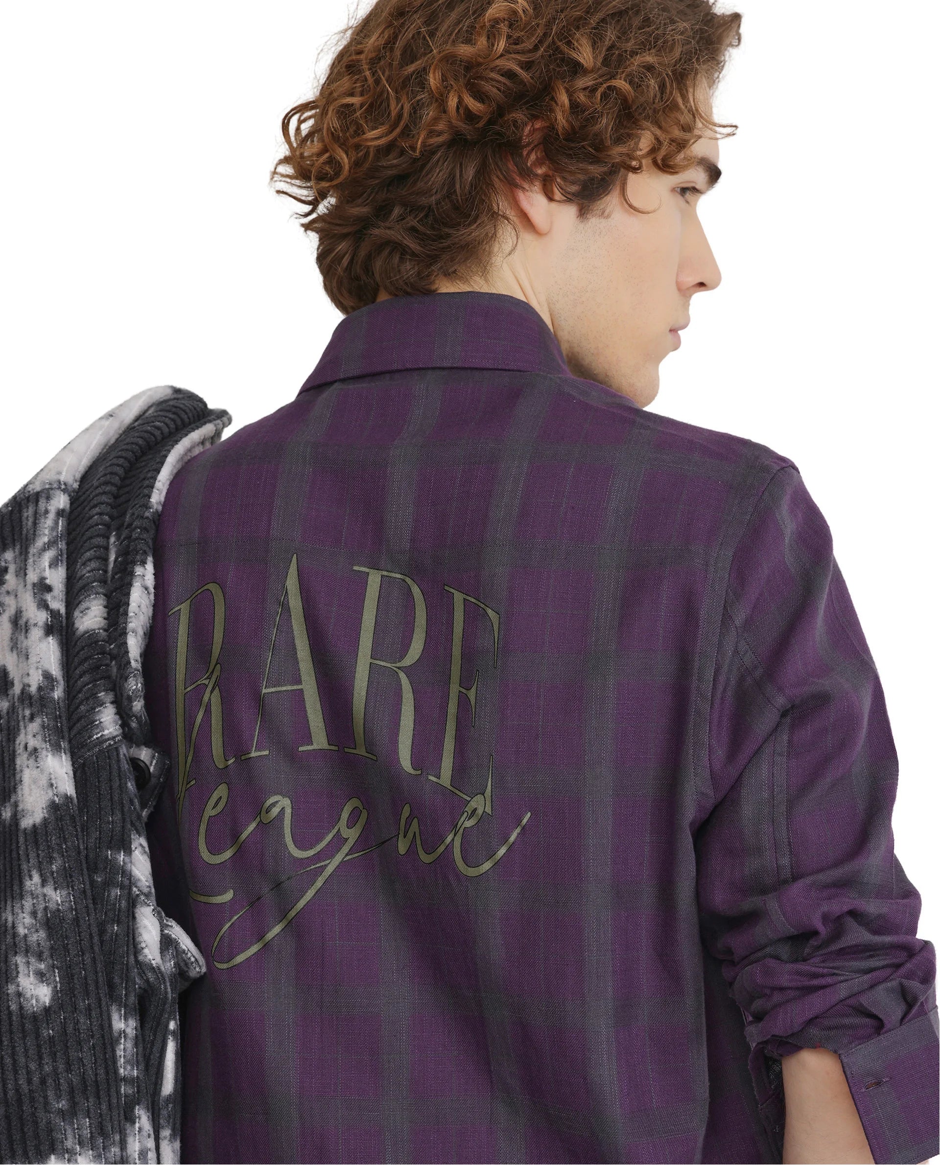 Rare Rabbit Men Leip Purple Cotton Fabric Full Sleeve Regular Fit Checks Shirt