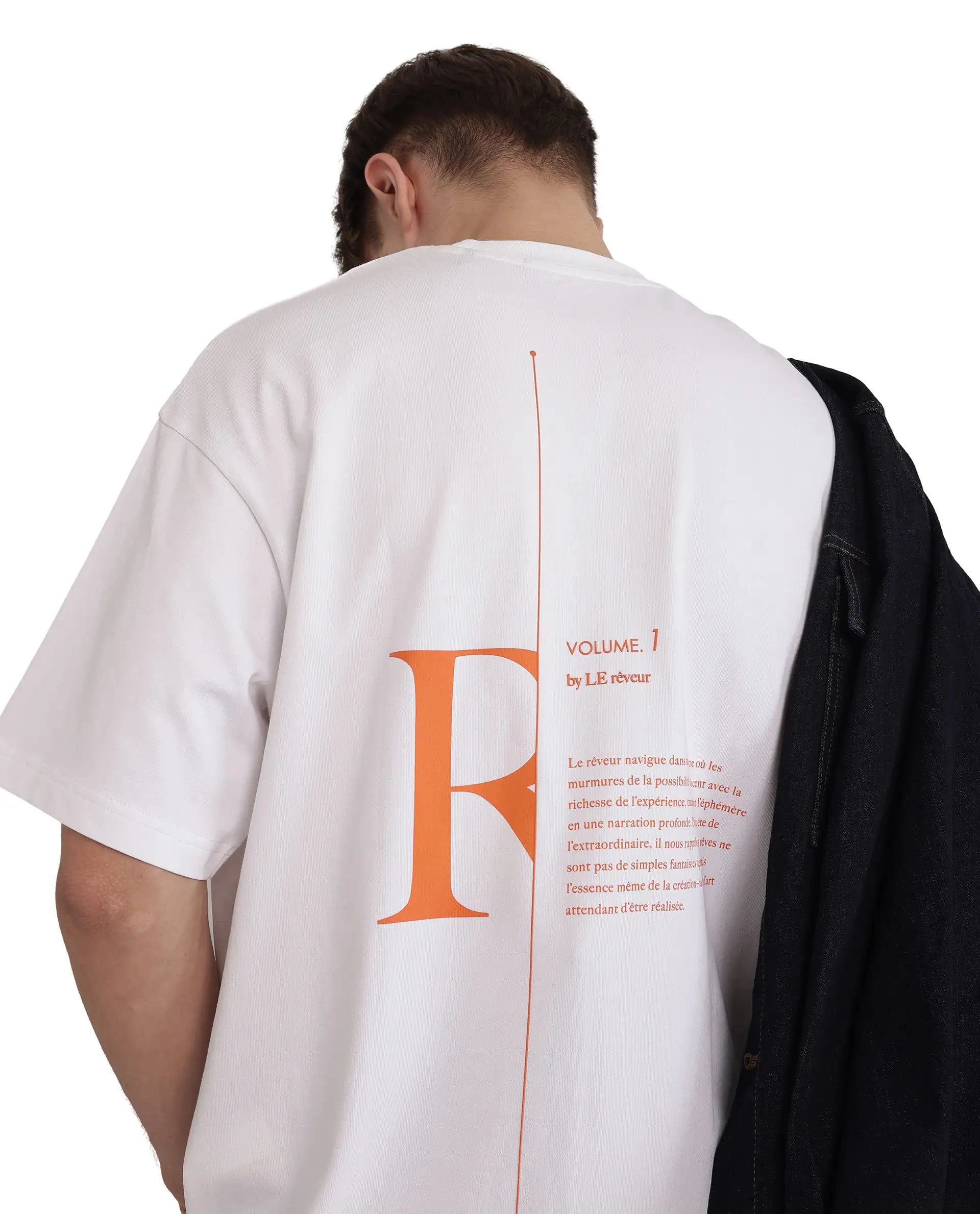 Rare Rabbit Men Len White Cotton Fabric Short Sleeve Crew Neck Slip-On Oversized Fit Typography Backprint T-Shirt