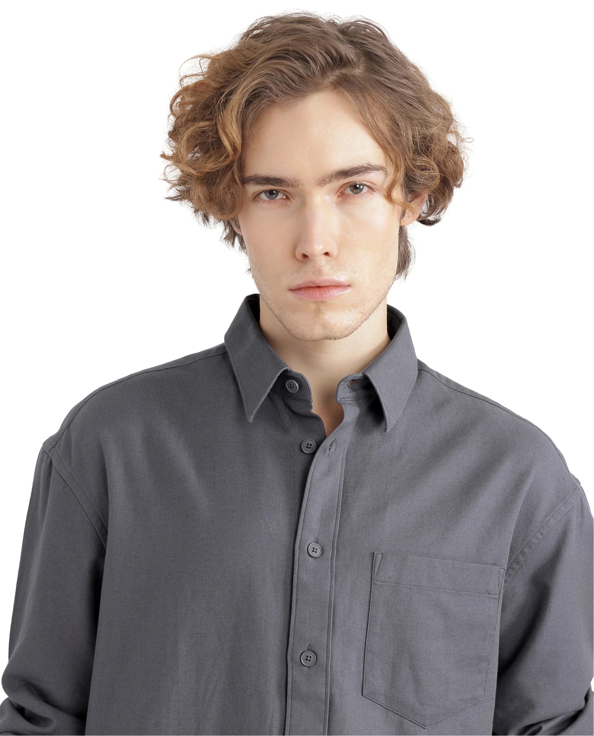 Rare Rabbit Men Let Dark Grey Cotton Fabric Full Sleeve Regular Collared Button Closure Boxy Fit Plain Shirt