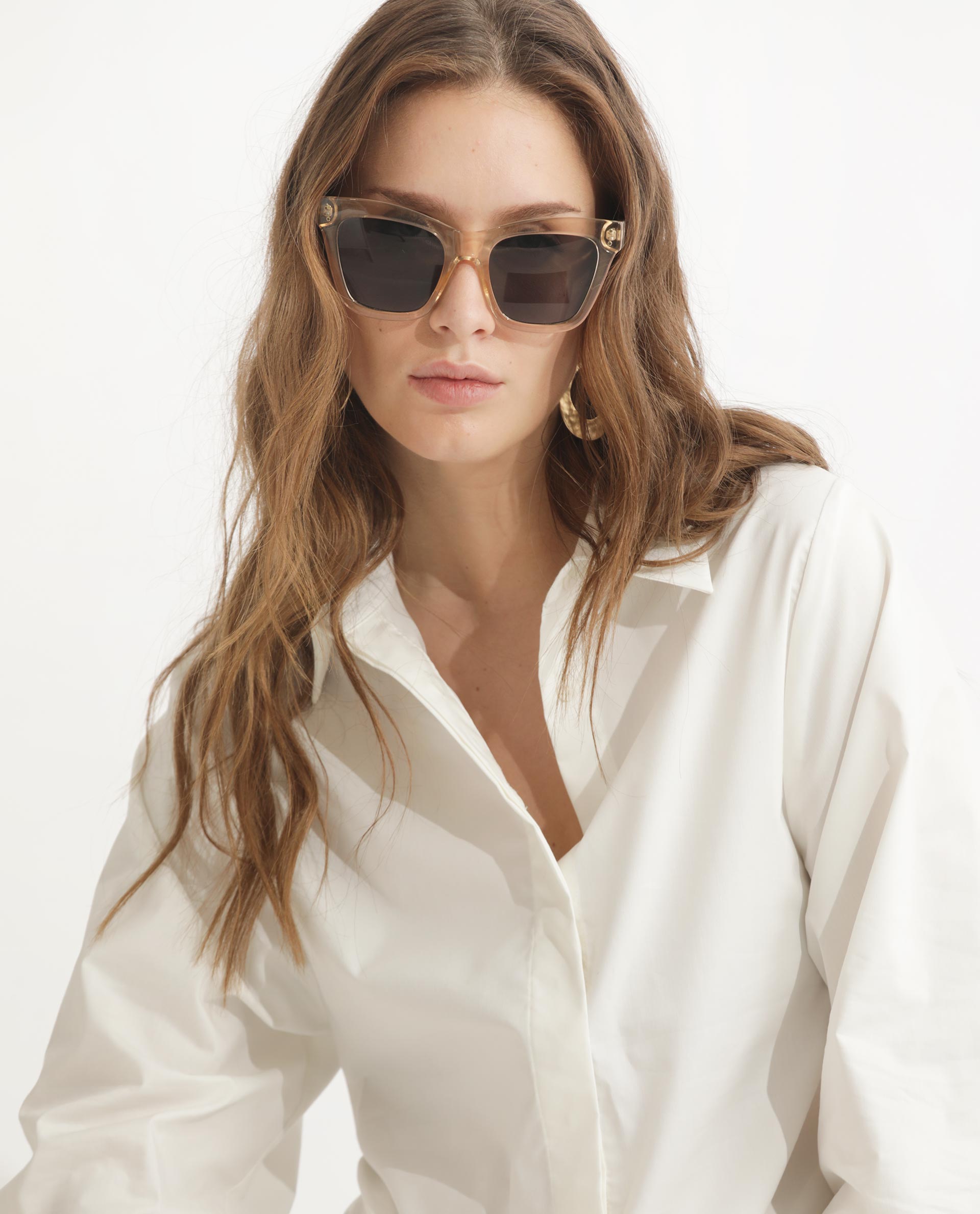 Rareism Women Letizia Off White Cotton Blend Fabric Regular Sleeve Shirt Collar Solid Shirt