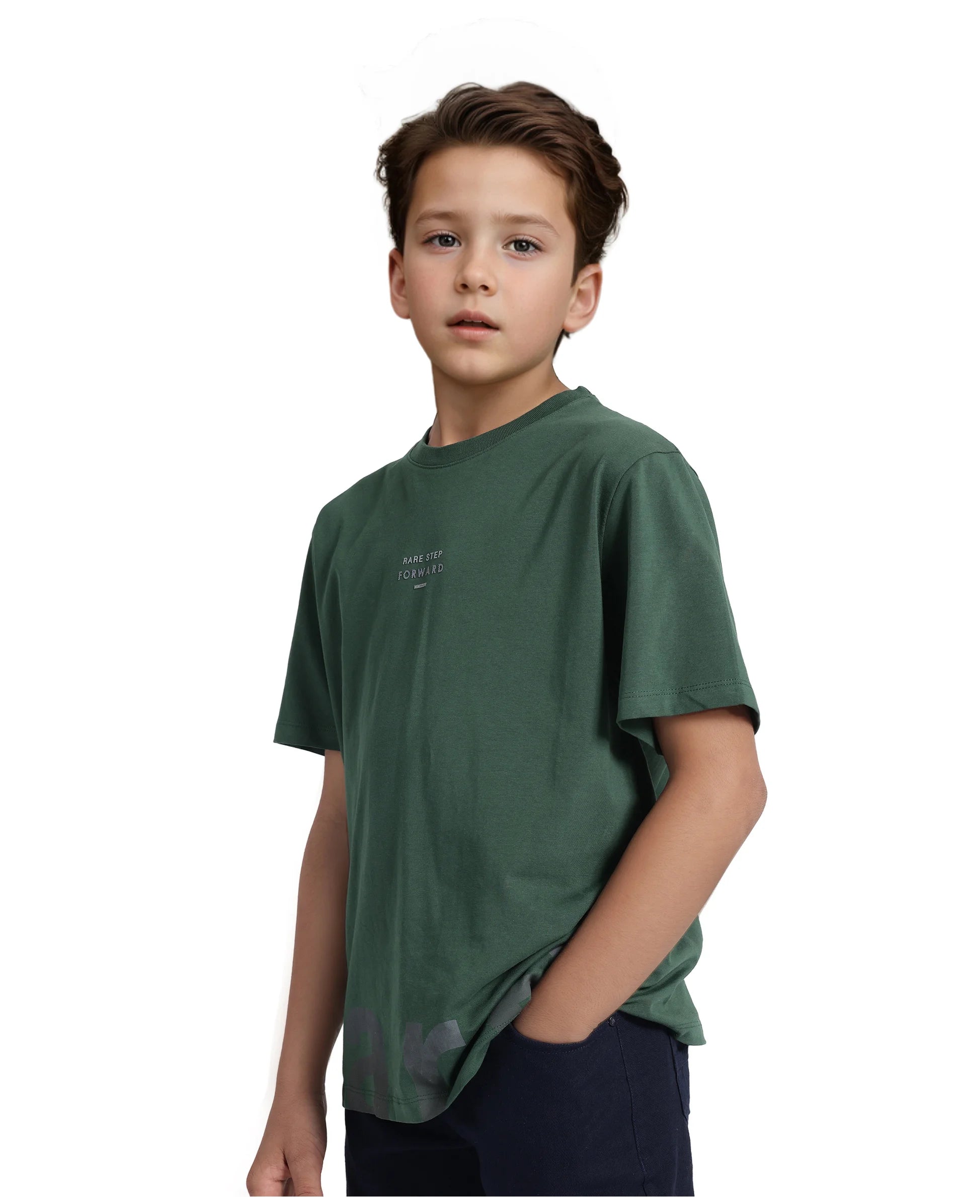 Rare Ones Kids Letz Green Cotton Short Sleeve Crew Neck Printed T-Shirt