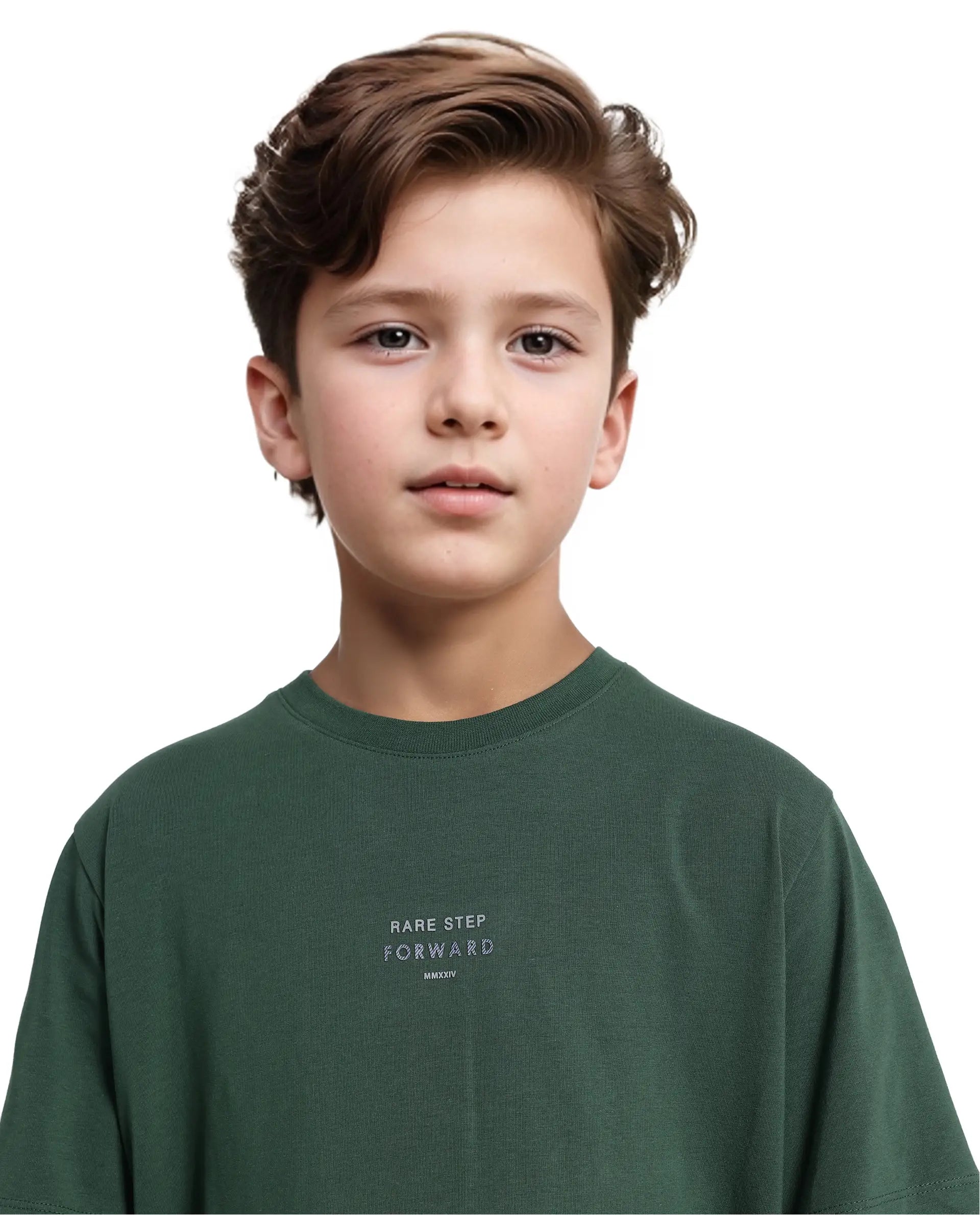 Rare Ones Kids Letz Green Cotton Short Sleeve Crew Neck Printed T-Shirt