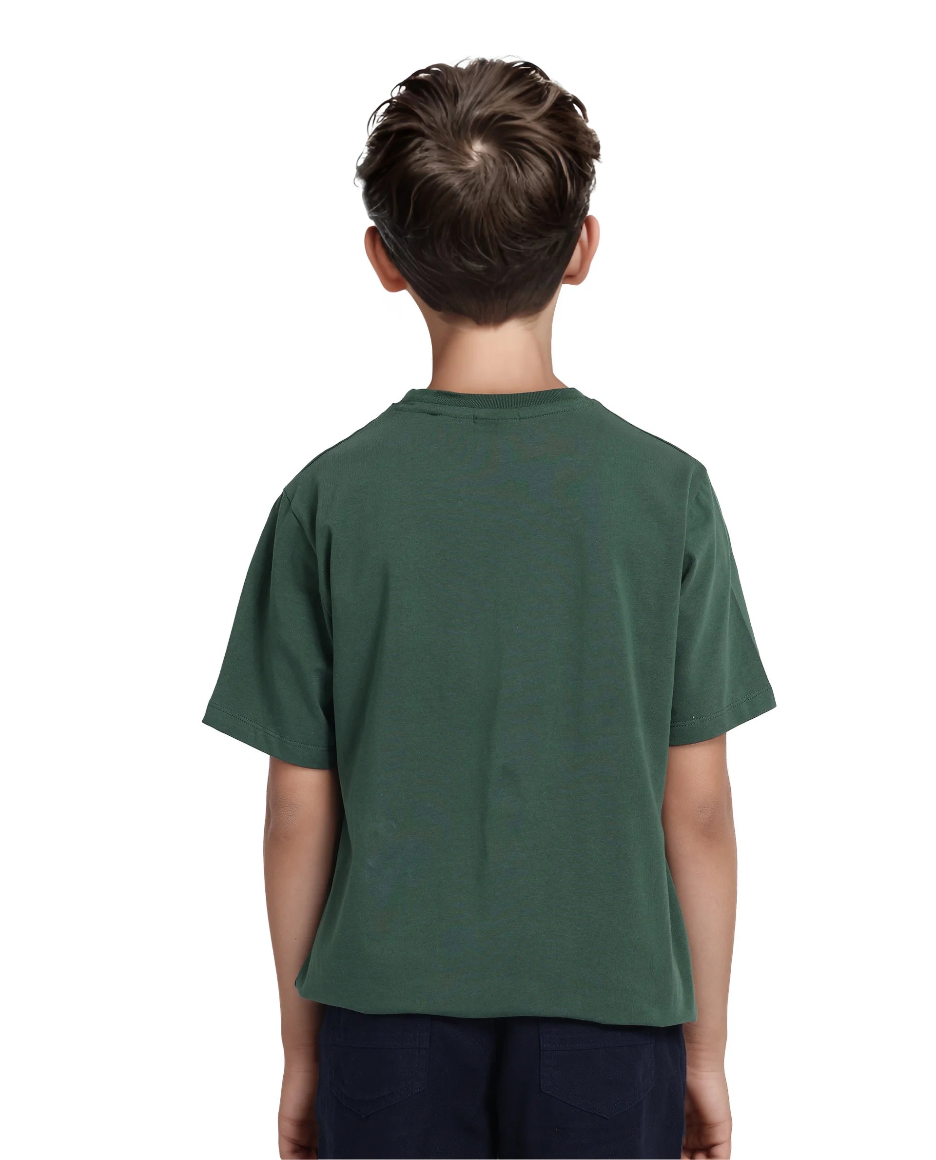 Rare Ones Kids Letz Green Cotton Short Sleeve Crew Neck Printed T-Shirt