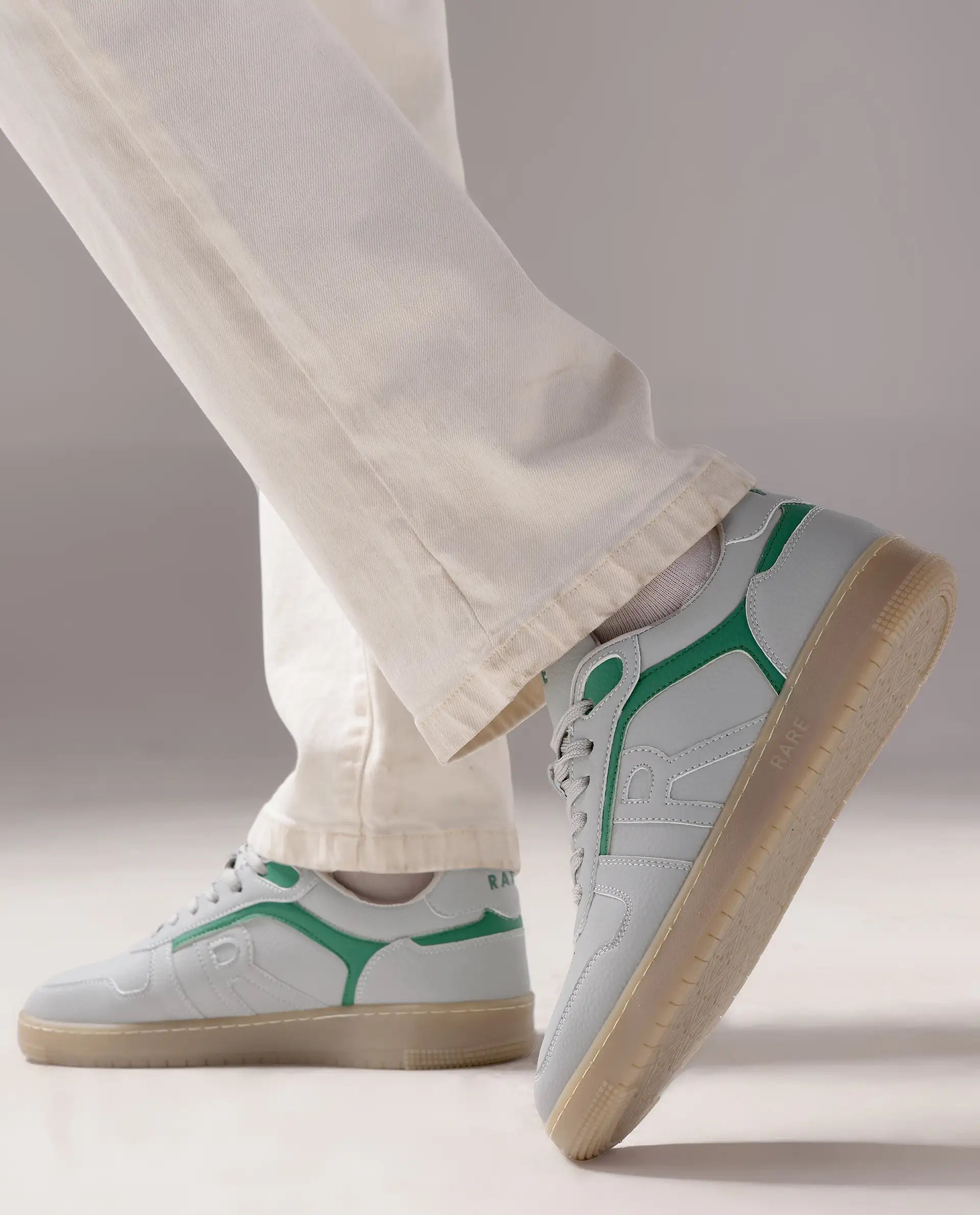 Rare Rabbit Men's Lexis Grey Micro Leather Sneaker