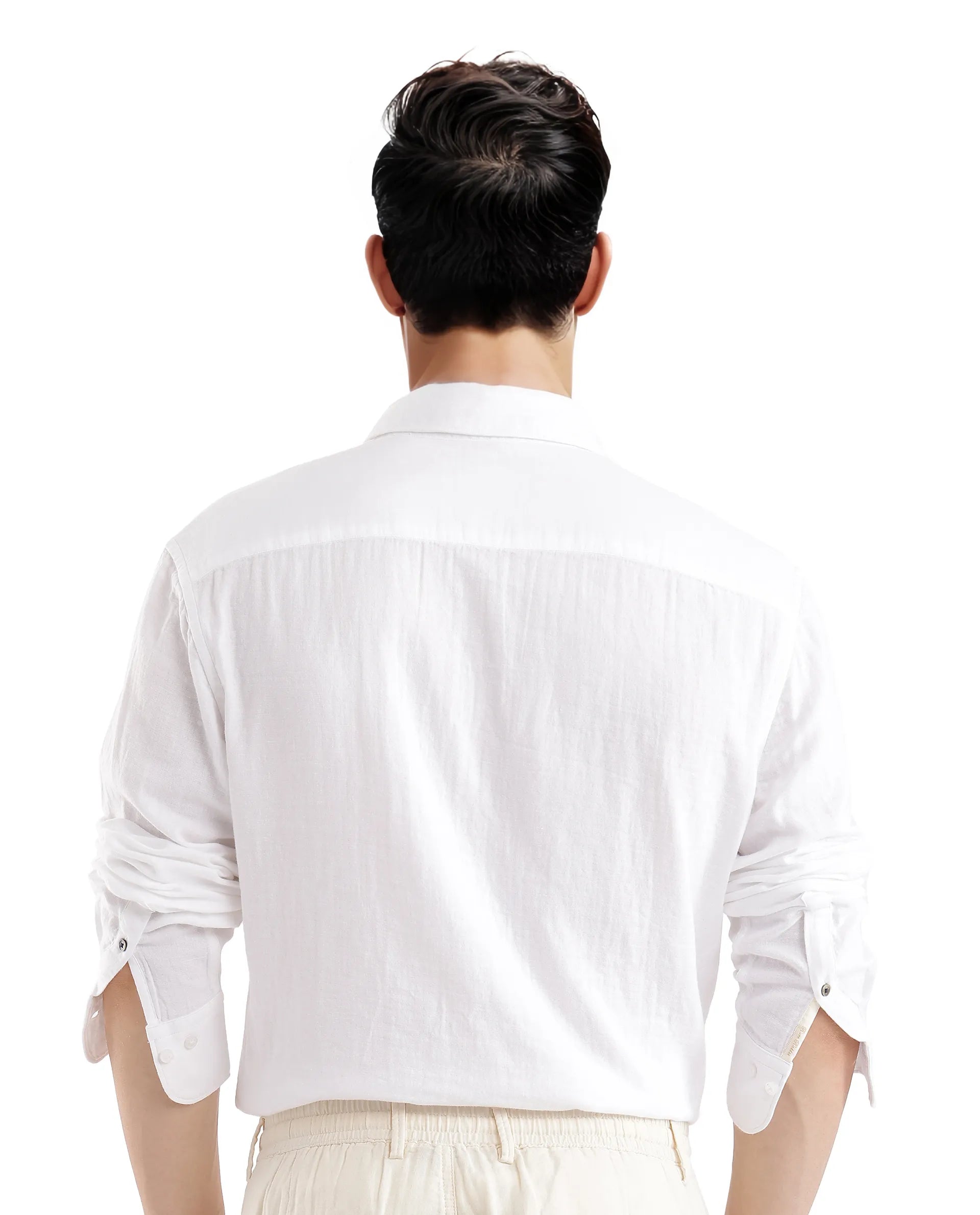 Rare Rabbit Men Layerr Ls-25 White Cotton Fabric Full Sleeve Collared Neck Button Closure Plain Shirt