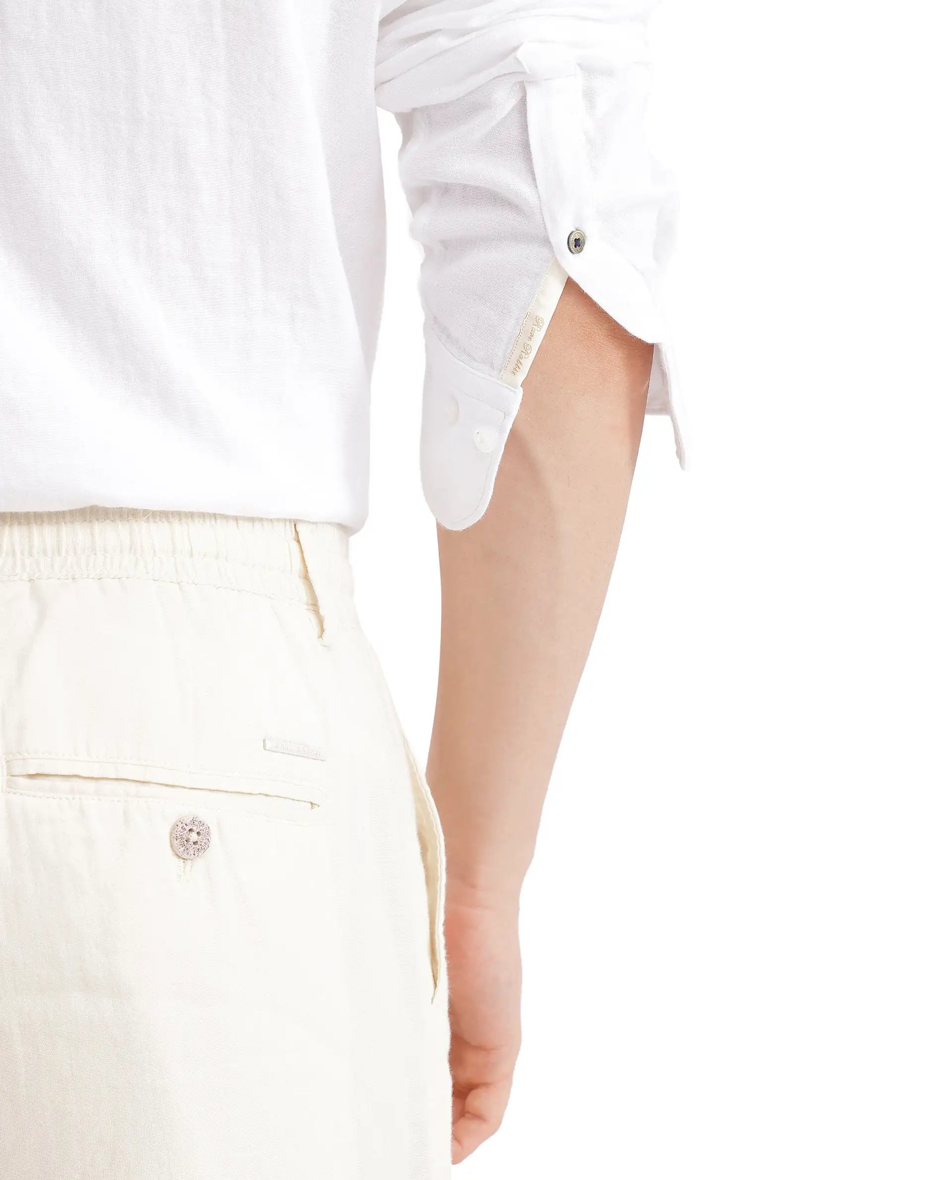 Rare Rabbit Men Layerr Ls-25 White Cotton Fabric Full Sleeve Collared Neck Button Closure Plain Shirt