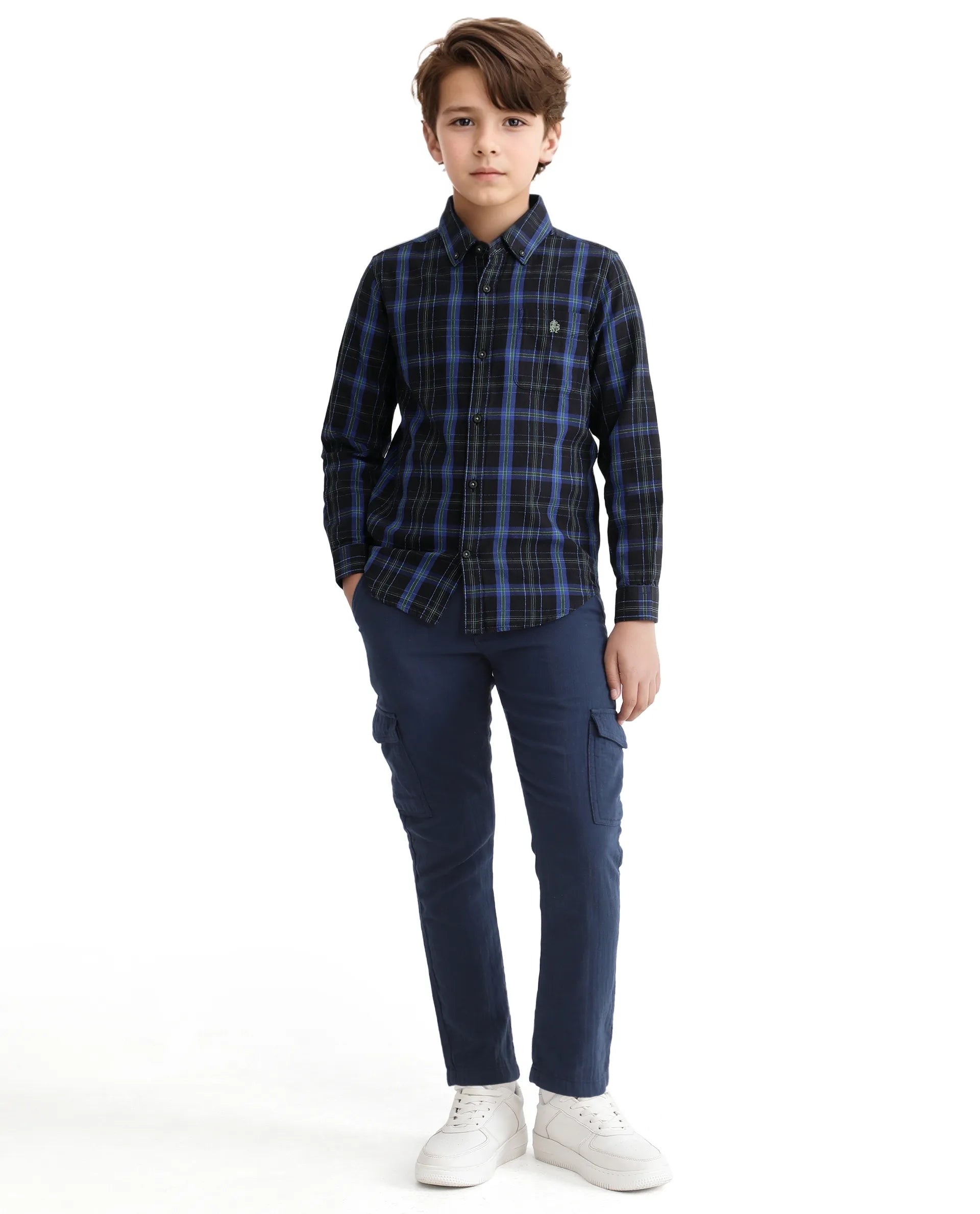 Rare Ones Kids Lian Navy Cotton Full Sleeve Crew Neck HD Print Shirt