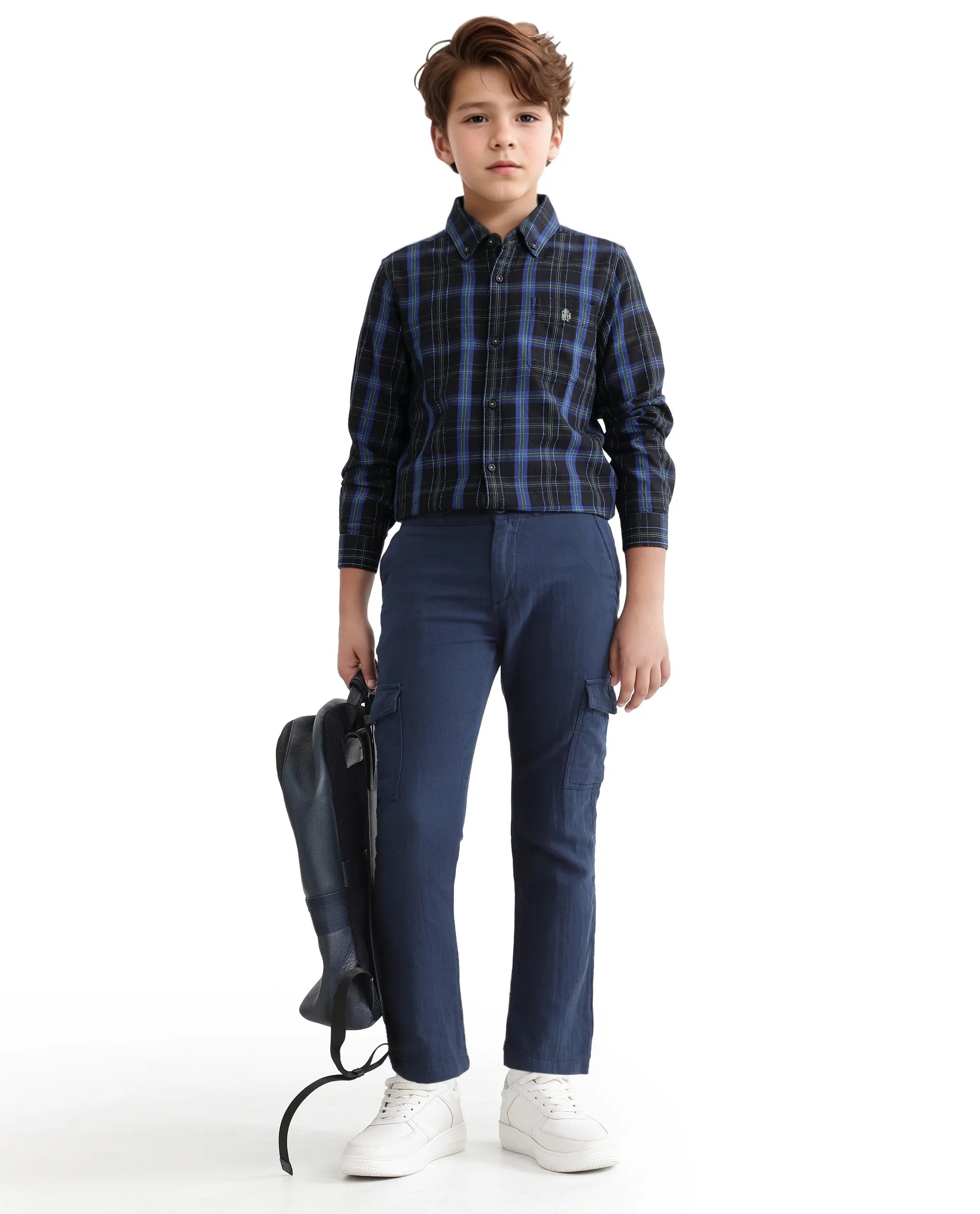 Rare Ones Kids Lian Navy Cotton Full Sleeve Crew Neck HD Print Shirt