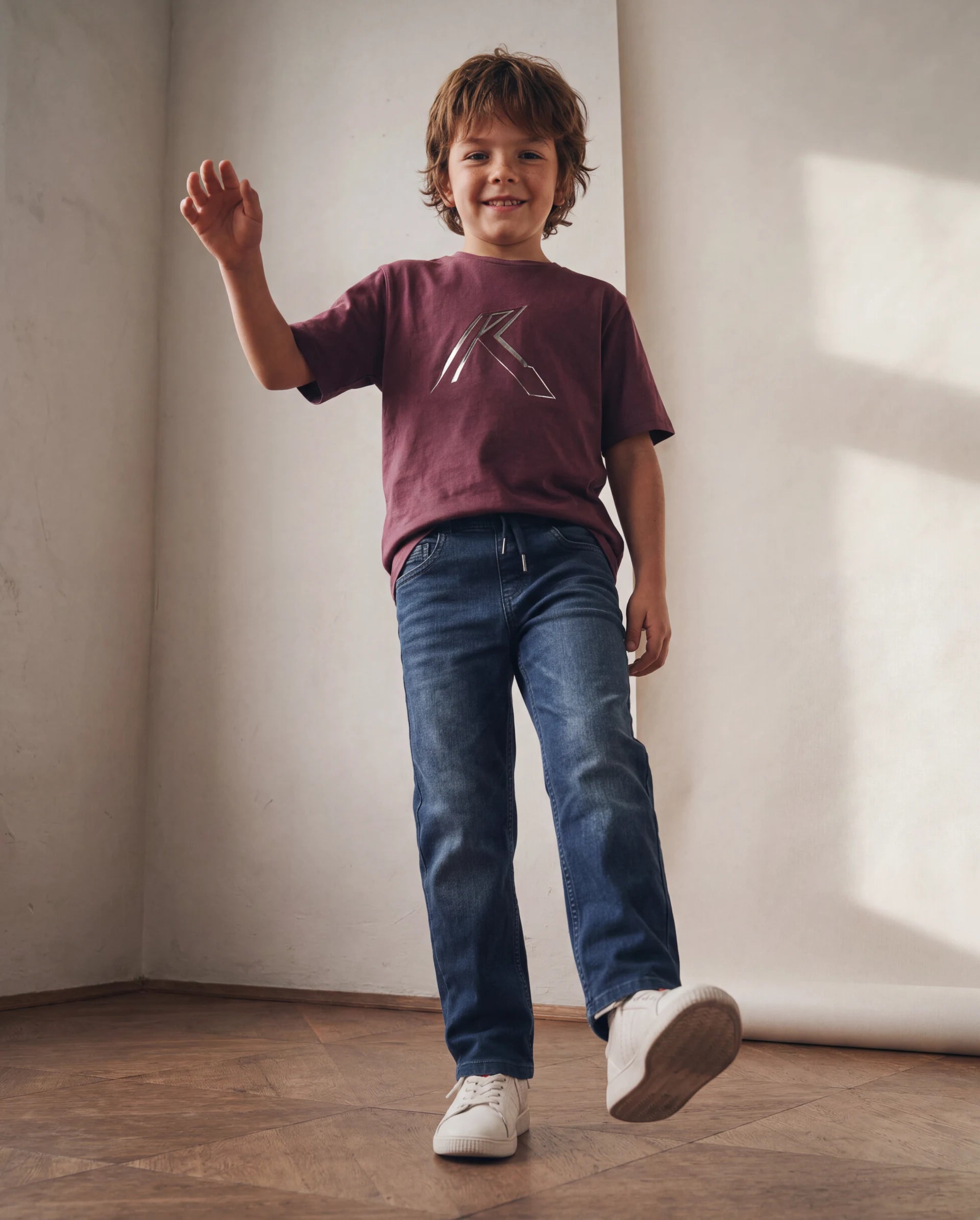 Rare Ones Kids Lifo Dark Blue Cotton Blend Fabric Drawstring Closure Regular Fit Plain Jeans