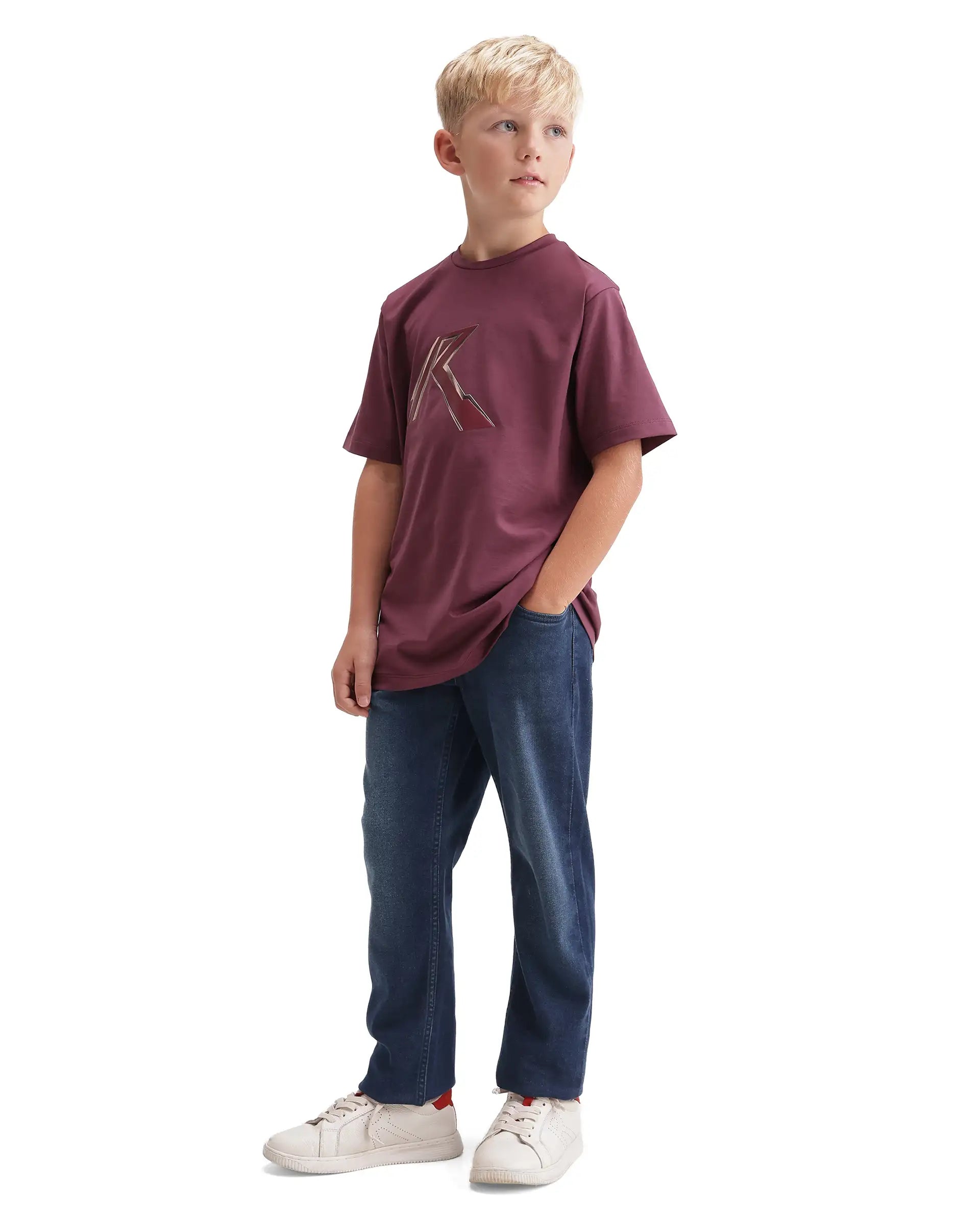 Rare Ones Kids Lifo Dark Blue Cotton Blend Fabric Drawstring Closure Regular Fit Plain Jeans