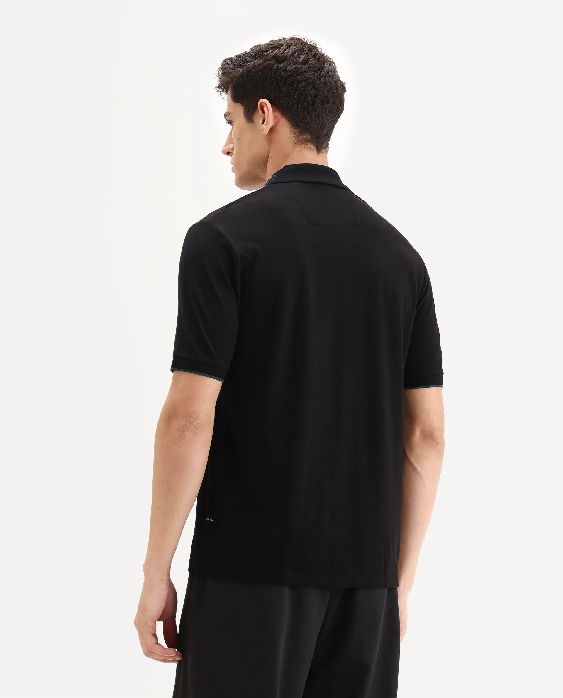 Rare Rabbit Men's Limo Black Cotton Embroidered Regular Fit Full Sleeve Collared Shirt