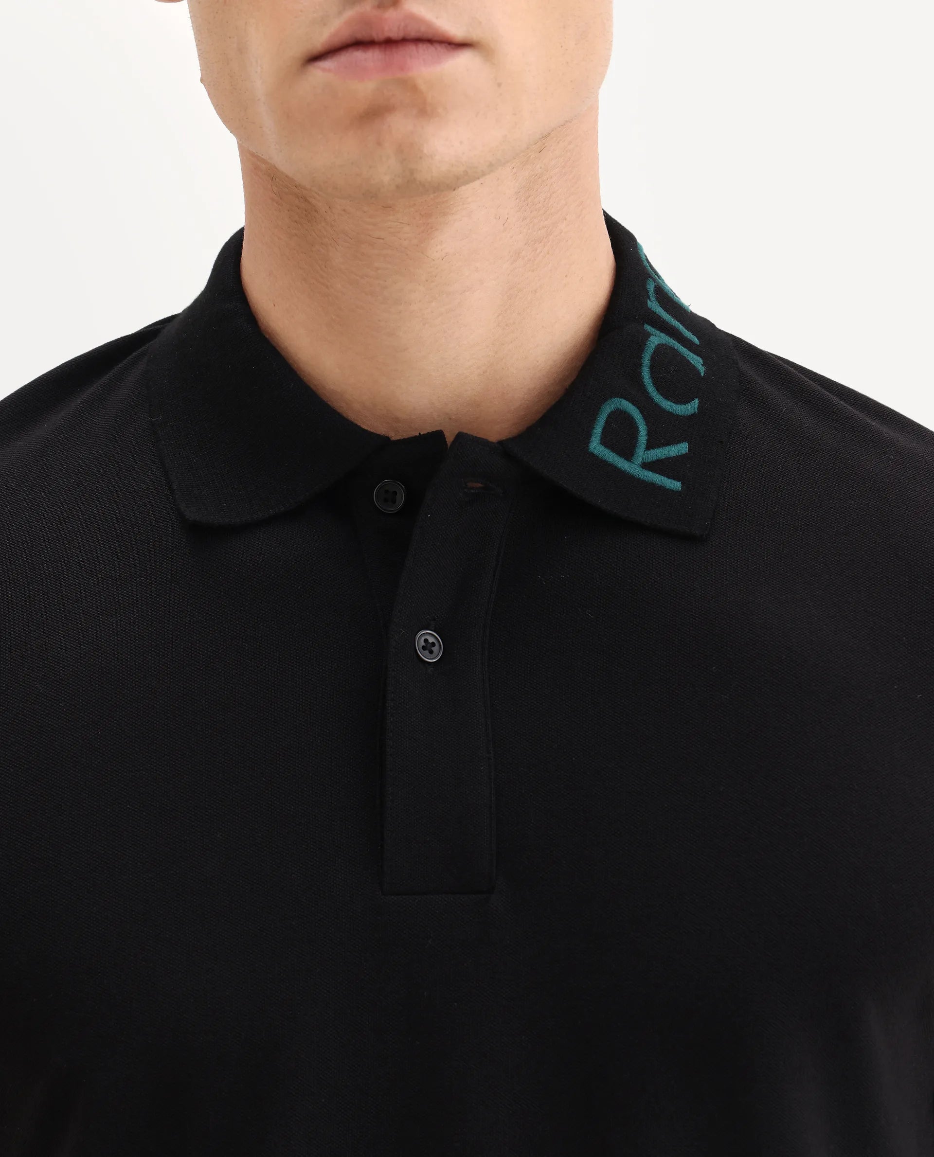 Rare Rabbit Men's Limo Black Cotton Embroidered Regular Fit Full Sleeve Collared Shirt