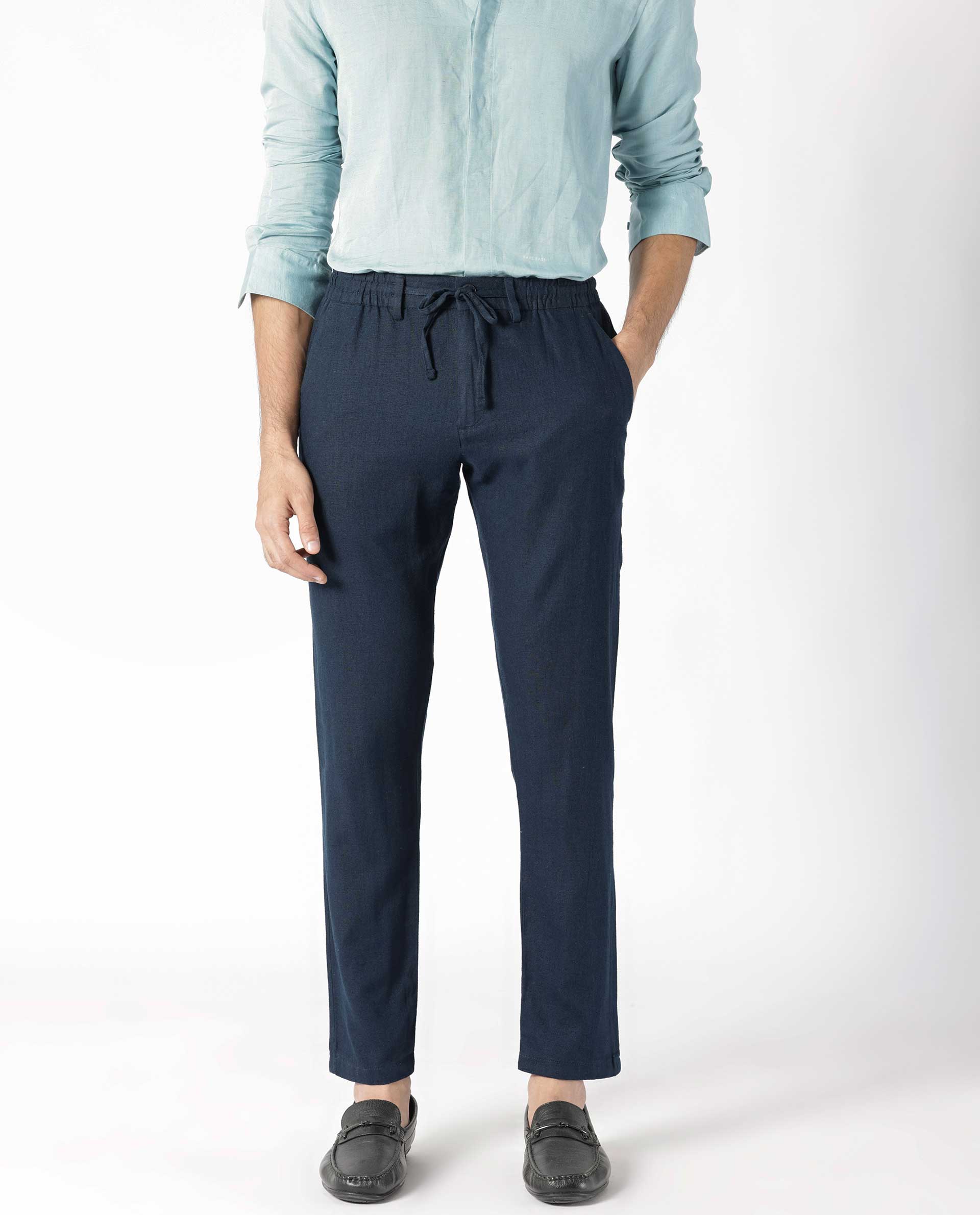 Linen Blend Navy Trousers – Shaws Department Stores