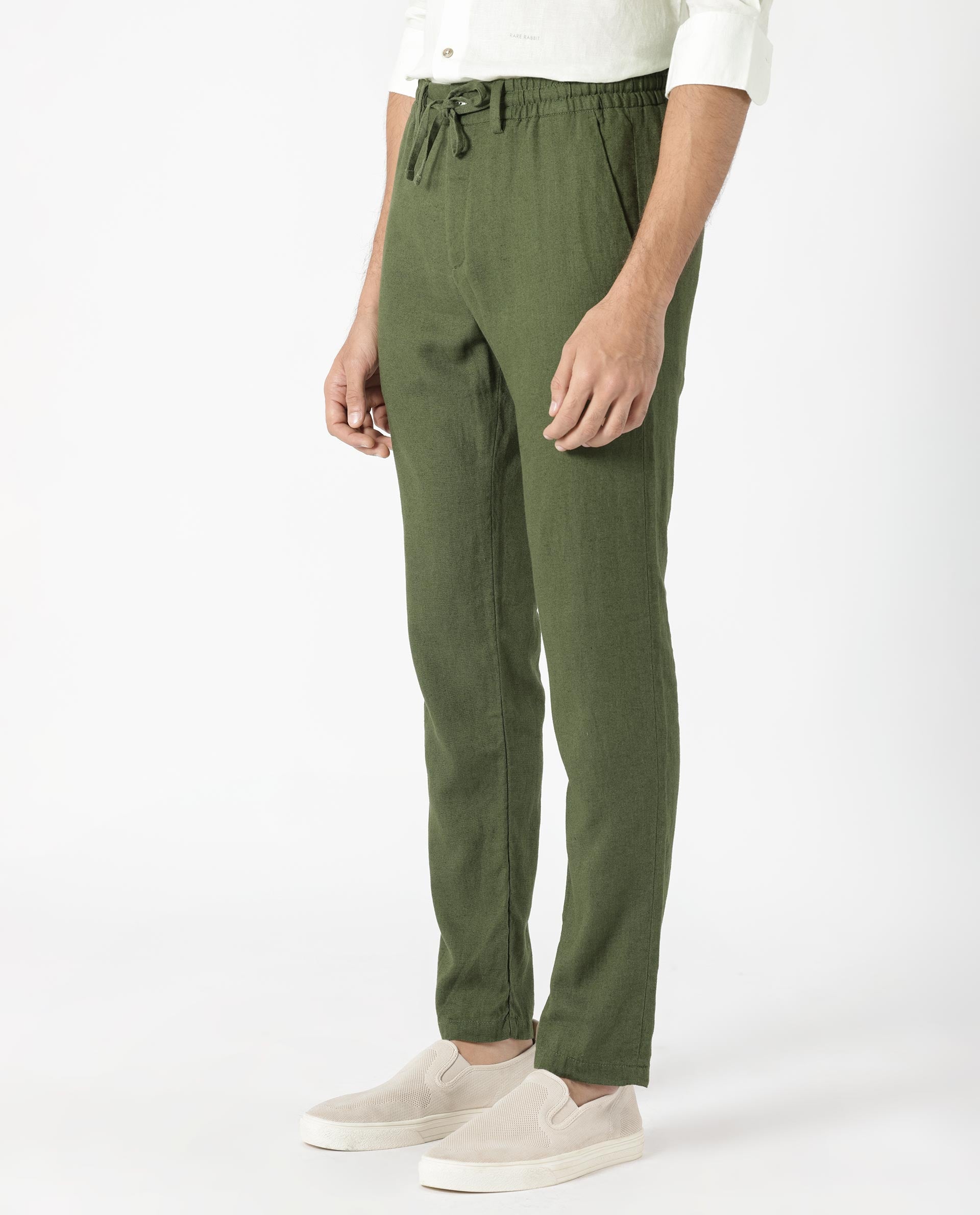 Linen-blend pull-on trousers - Light beige - Ladies | H&M IN