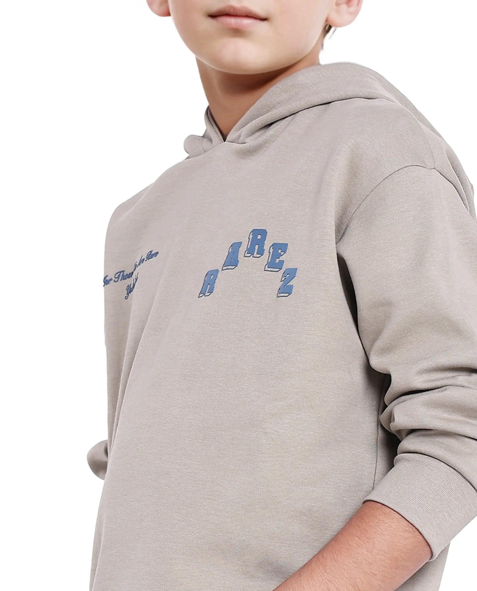 Rare Ones Kids Linden Olive Cotton Poly Full Sleeve Hd Print And Towel Embroidered Sweatshirt