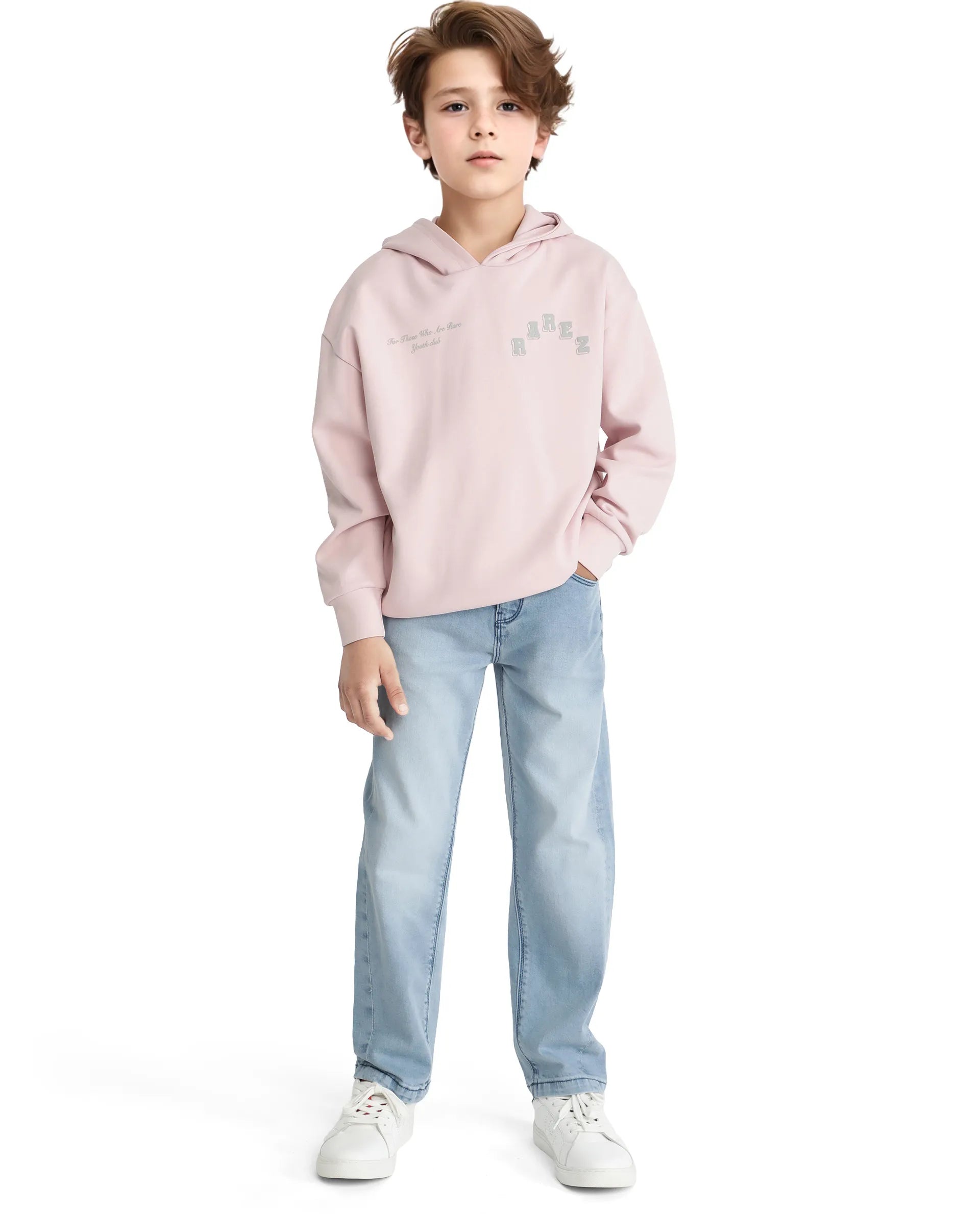 Rare Ones Kids Linden Pink Cotton Poly Full Sleeve Embroidered Sweatshirt