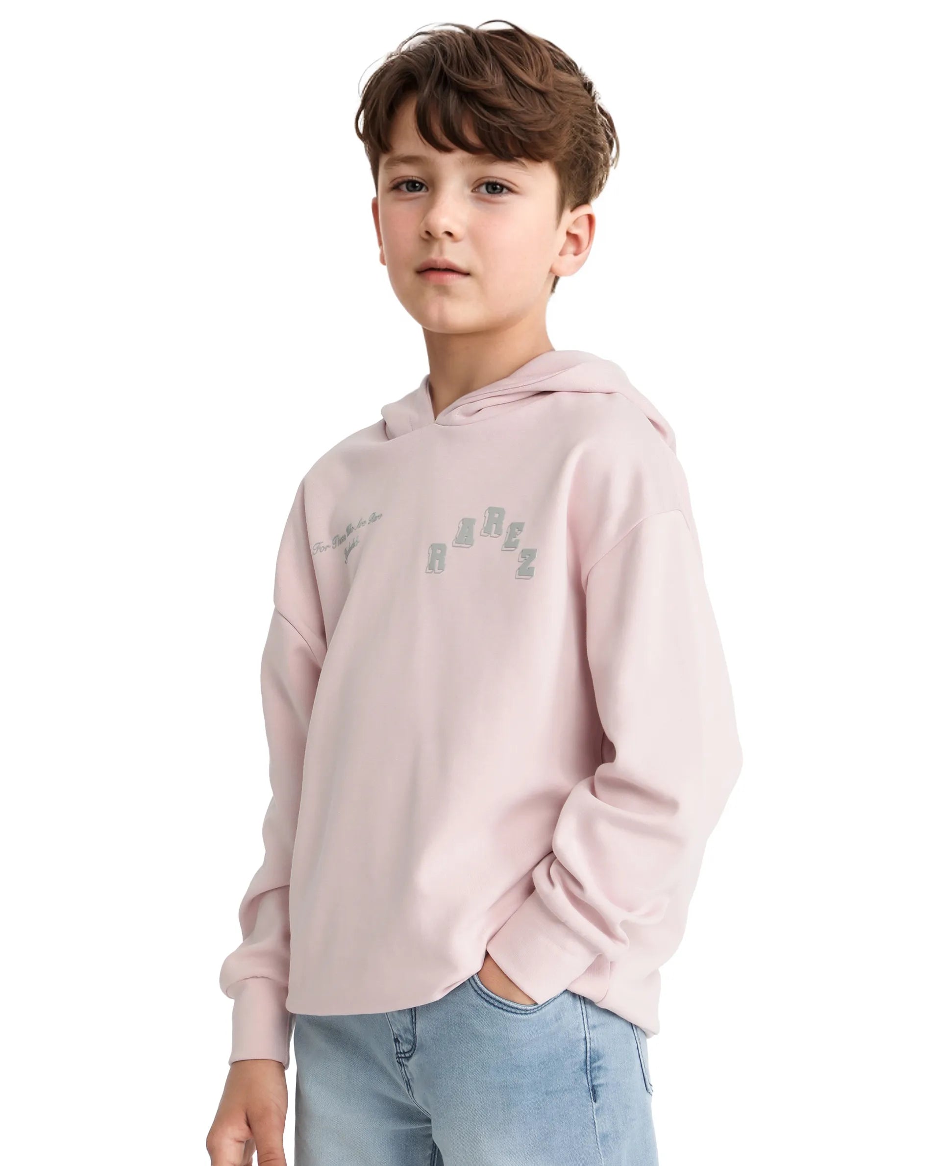 Rare Ones Kids Linden Pink Cotton Poly Full Sleeve Embroidered Sweatshirt
