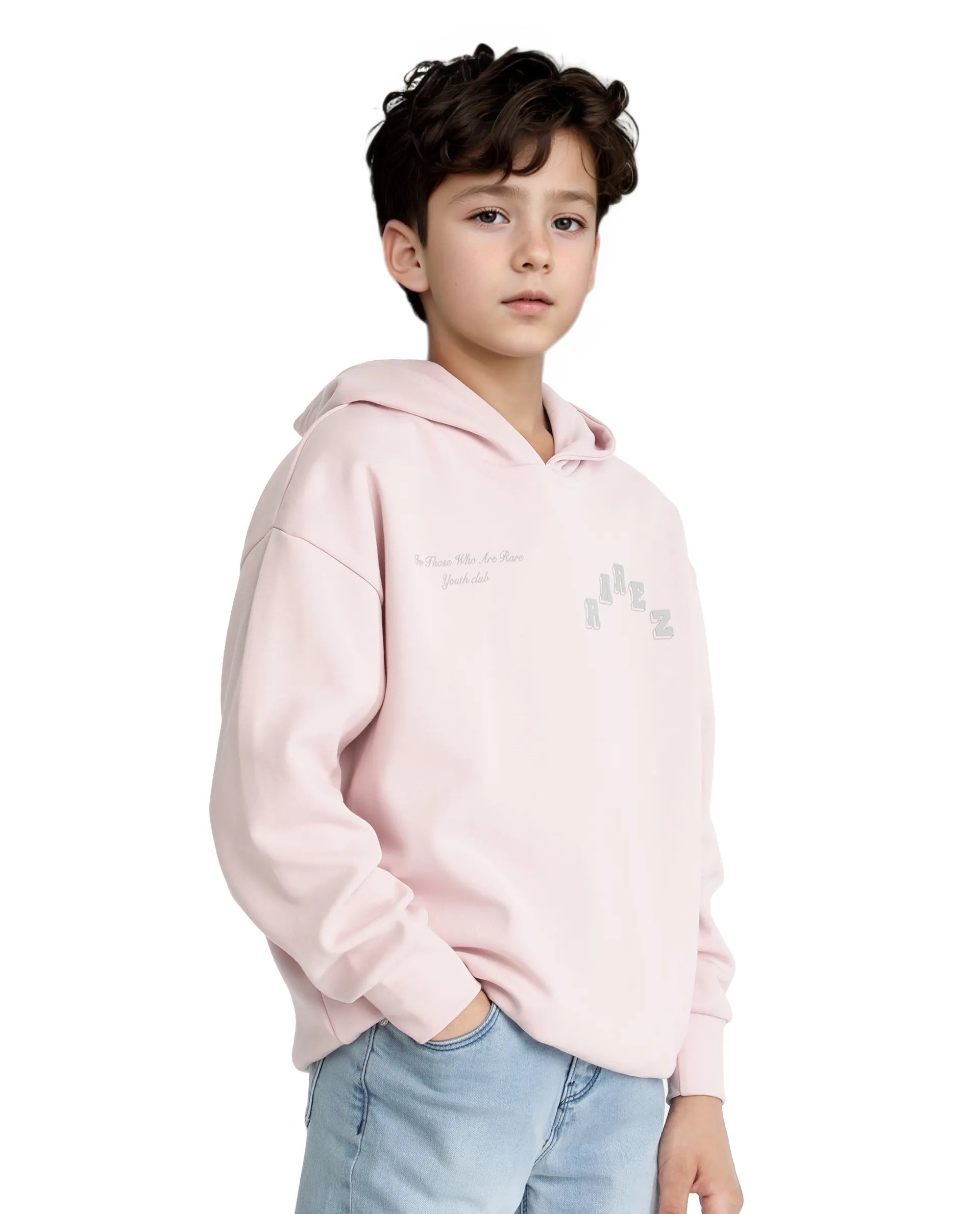 Rare Ones Kids Linden Pink Cotton Poly Full Sleeve Embroidered Sweatshirt