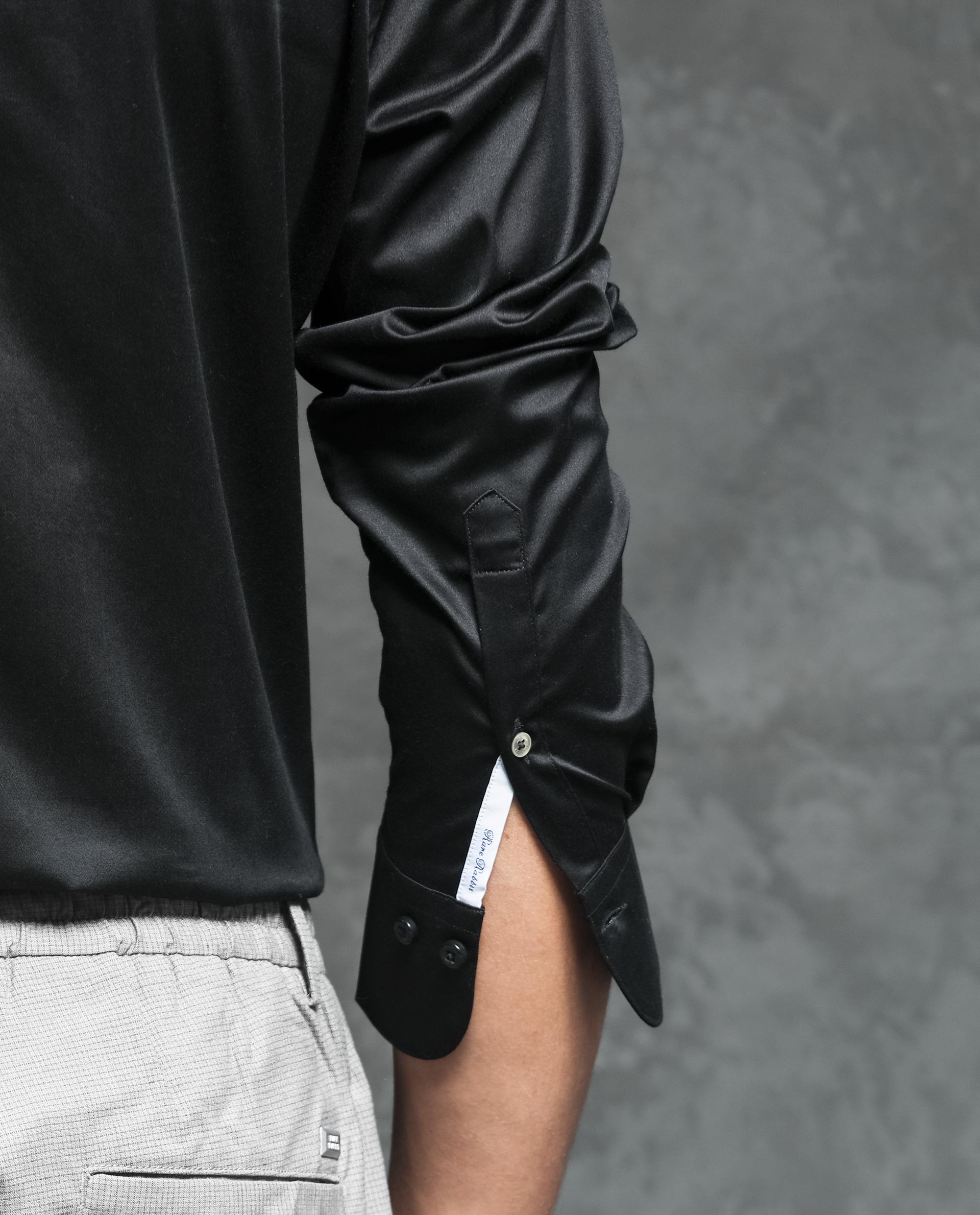 Rare Rabbit Men's Liner Black Cotton Lycra Fabric Full Sleeves Solid Shirt