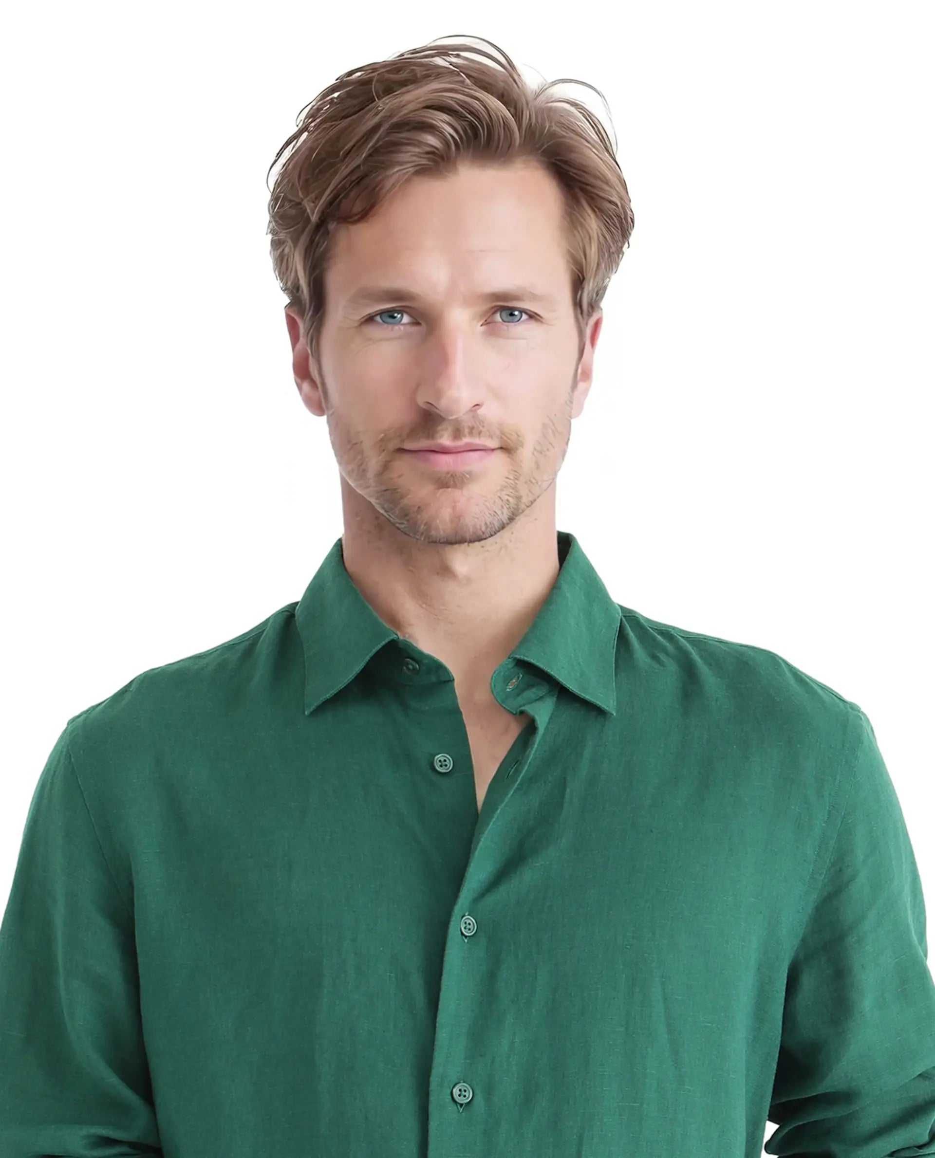 Rare Rabbit Men Linex Ls-25 Green Linen Lyocell Fabric Full Sleeve Regular Collared Button Closure Regular Fit Plain Shirt