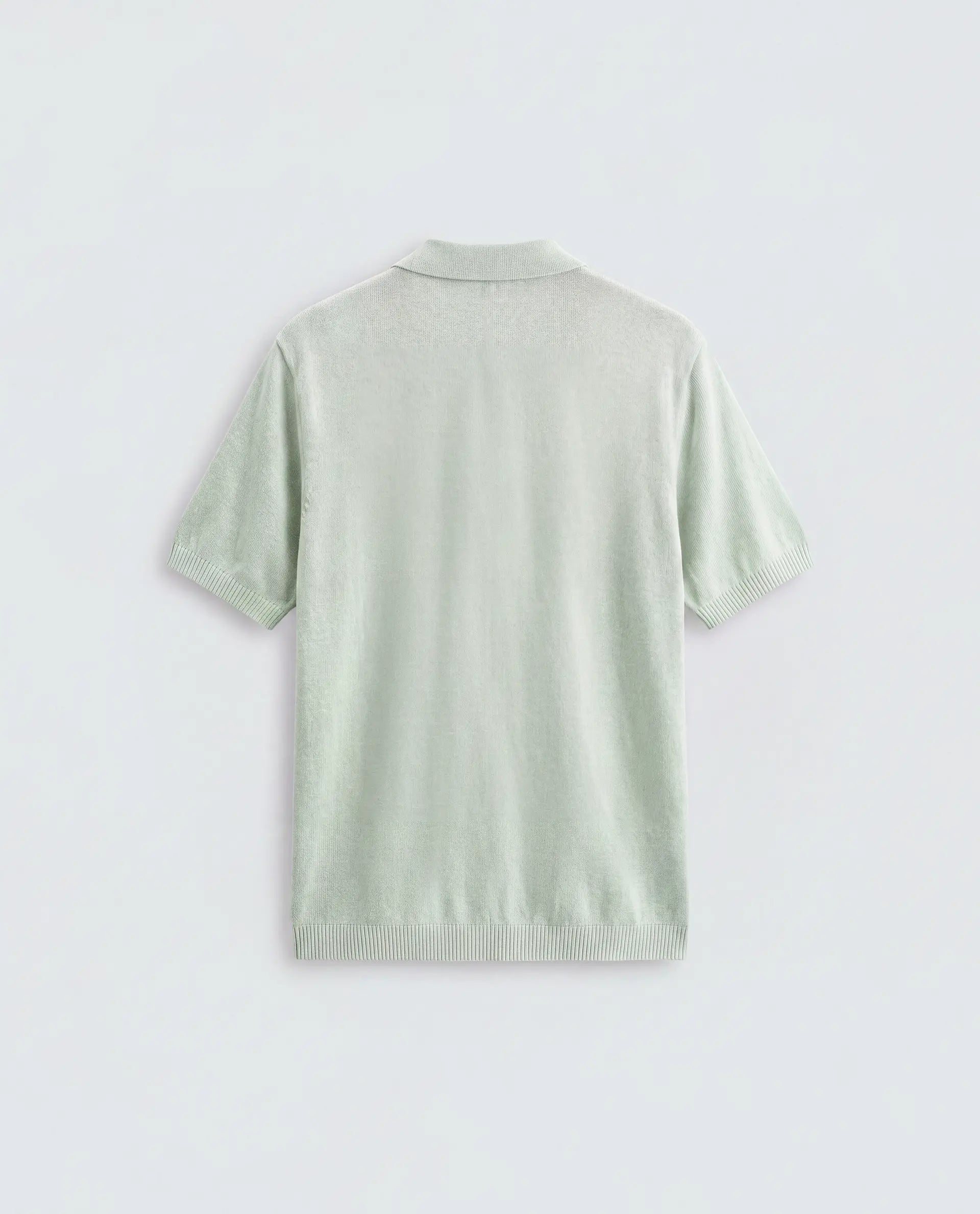 Rare Rabbit Men's Linok Light Green Linen Blend Spread Collar Button Regular Plain Polo