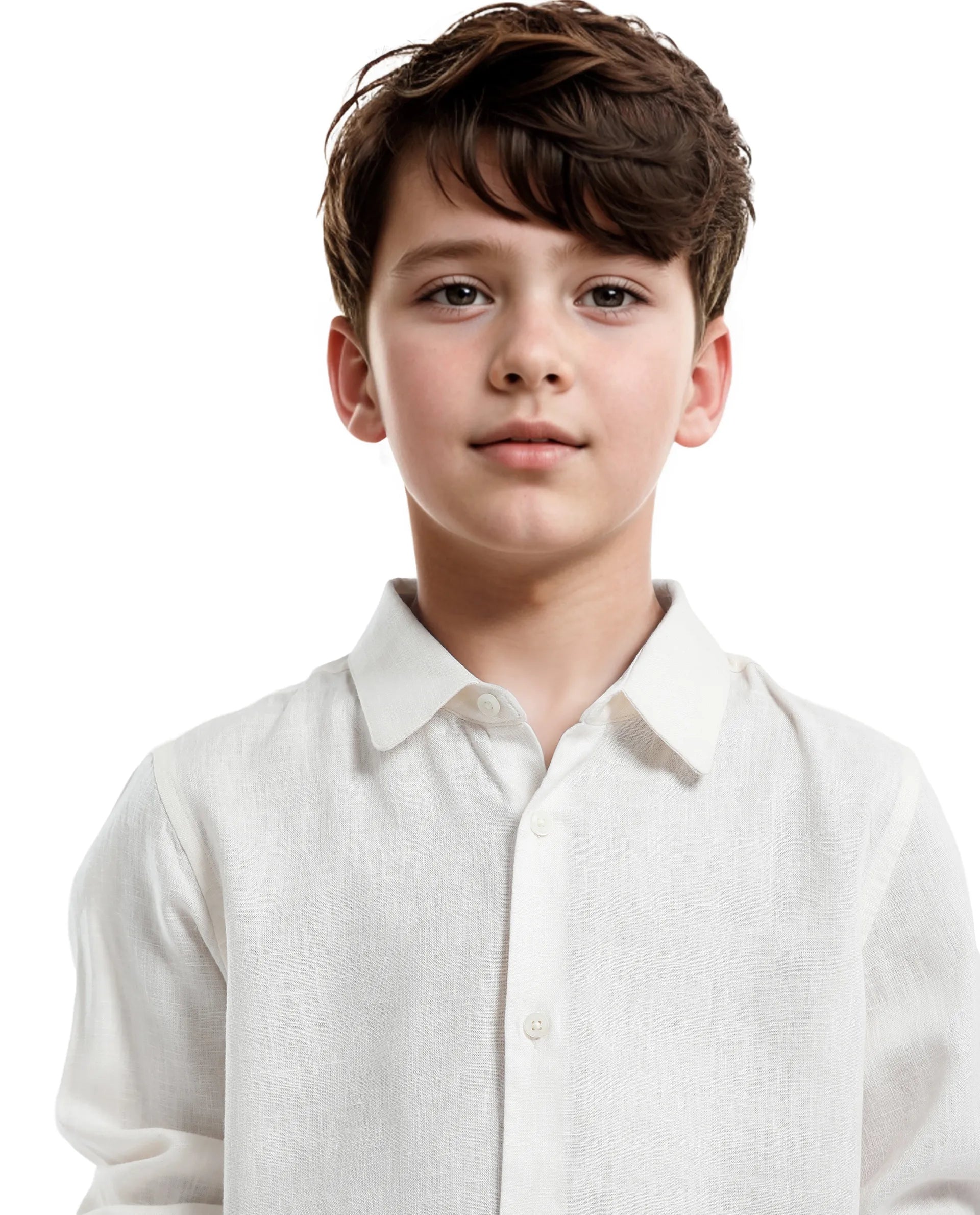 Rare Ones Kids Lino Off White Linen Full Sleeve Button Solid Regular Fit Shirt