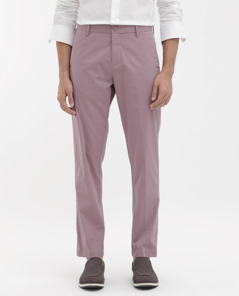 Rare Rabbit Mens Linotel Pastel Pink Cotton Polyester Lycra Solid Trouser