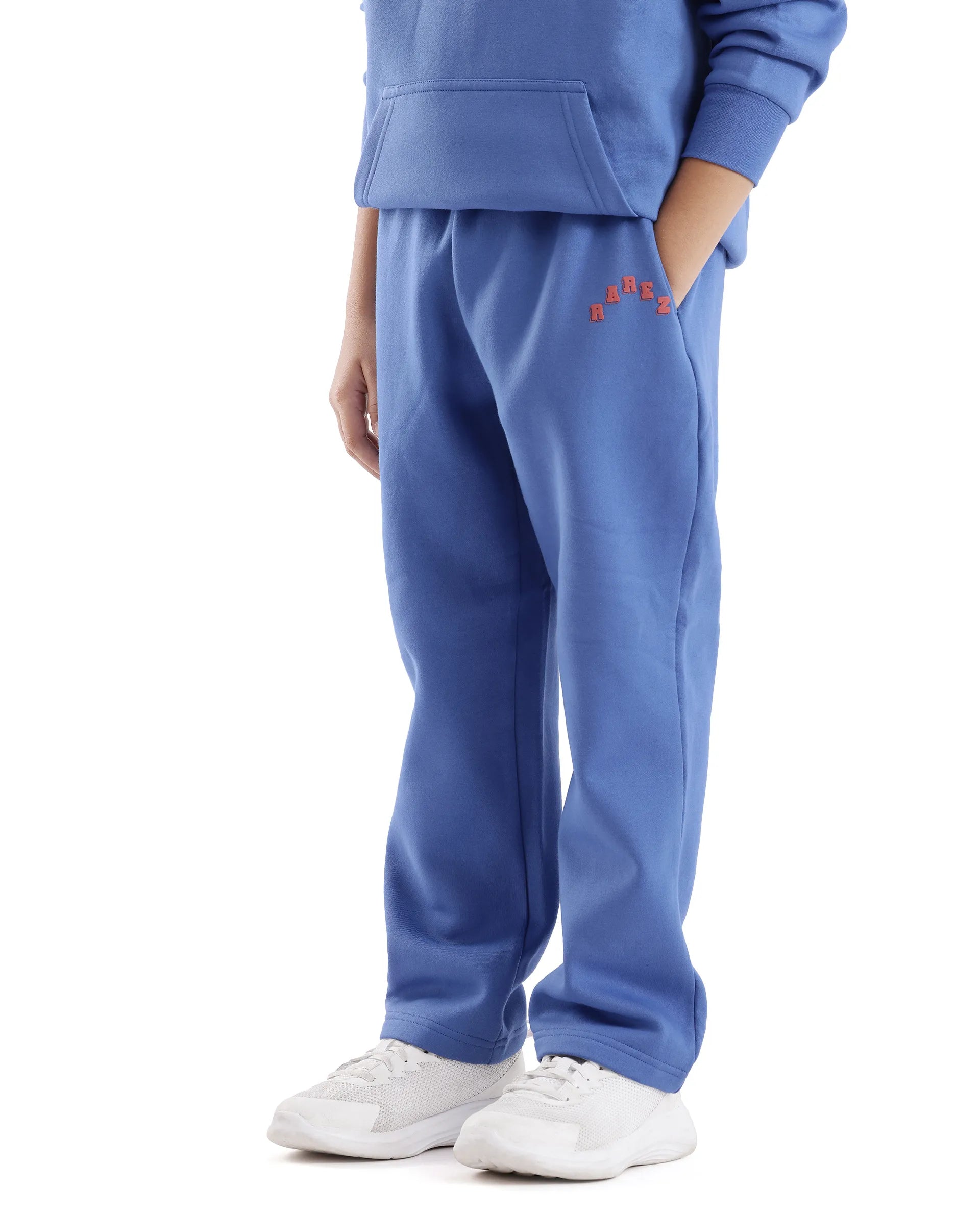 Rare Ones Kids Lint Blue Cotton Solid Trackpant